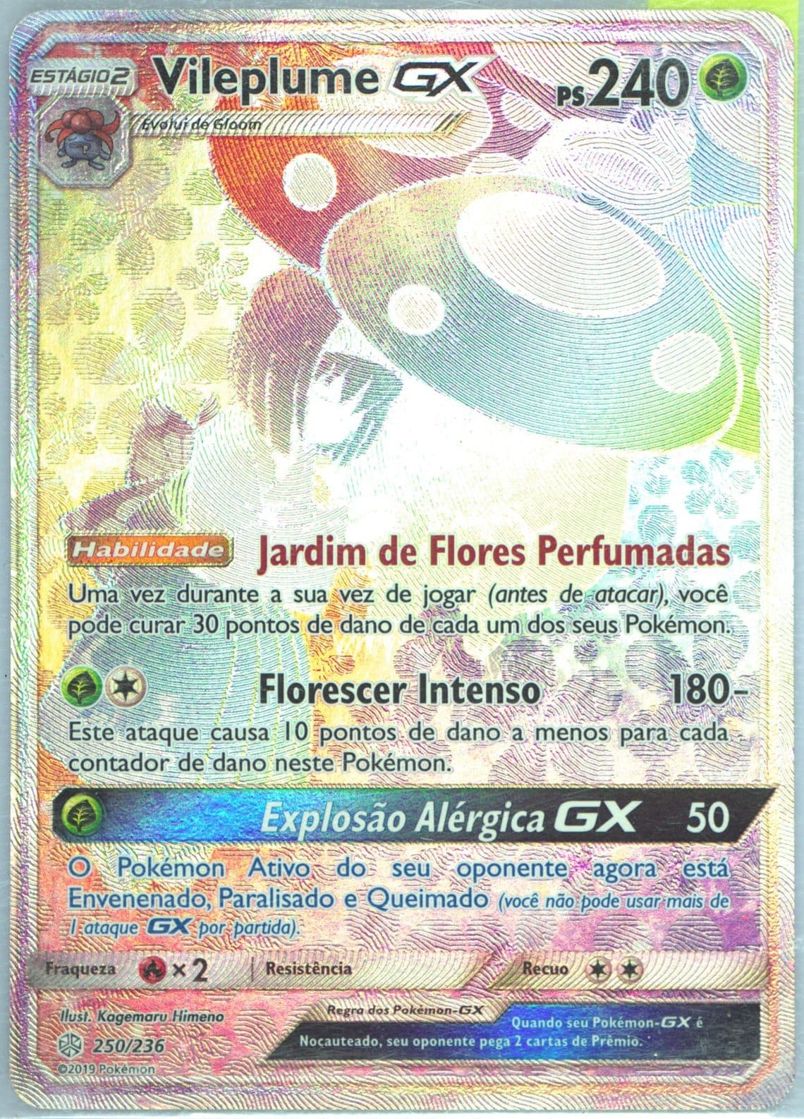Full Art/Vileplume GX Portuguese-Secret (250) 2019 Pokemon Sun & Moon Cosmic Eclipse