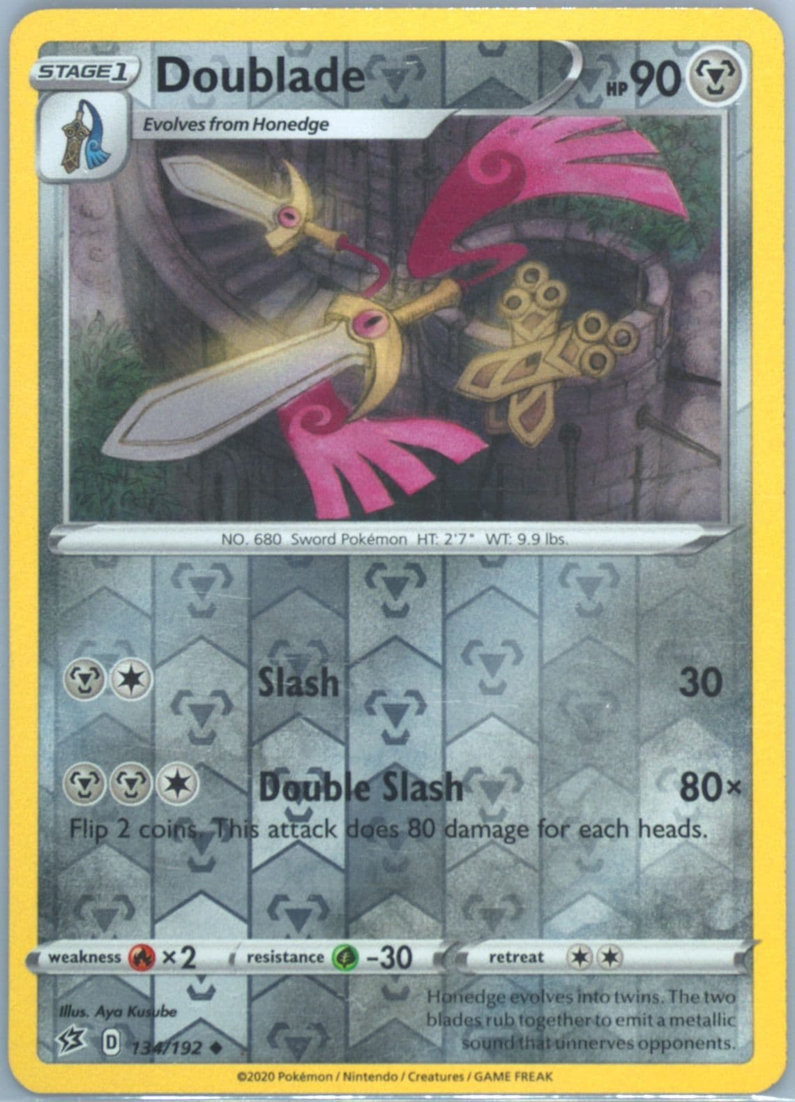 Doublade-Reverse Foil (134) 2020 Pokemon Sword & Shield Rebel Clash