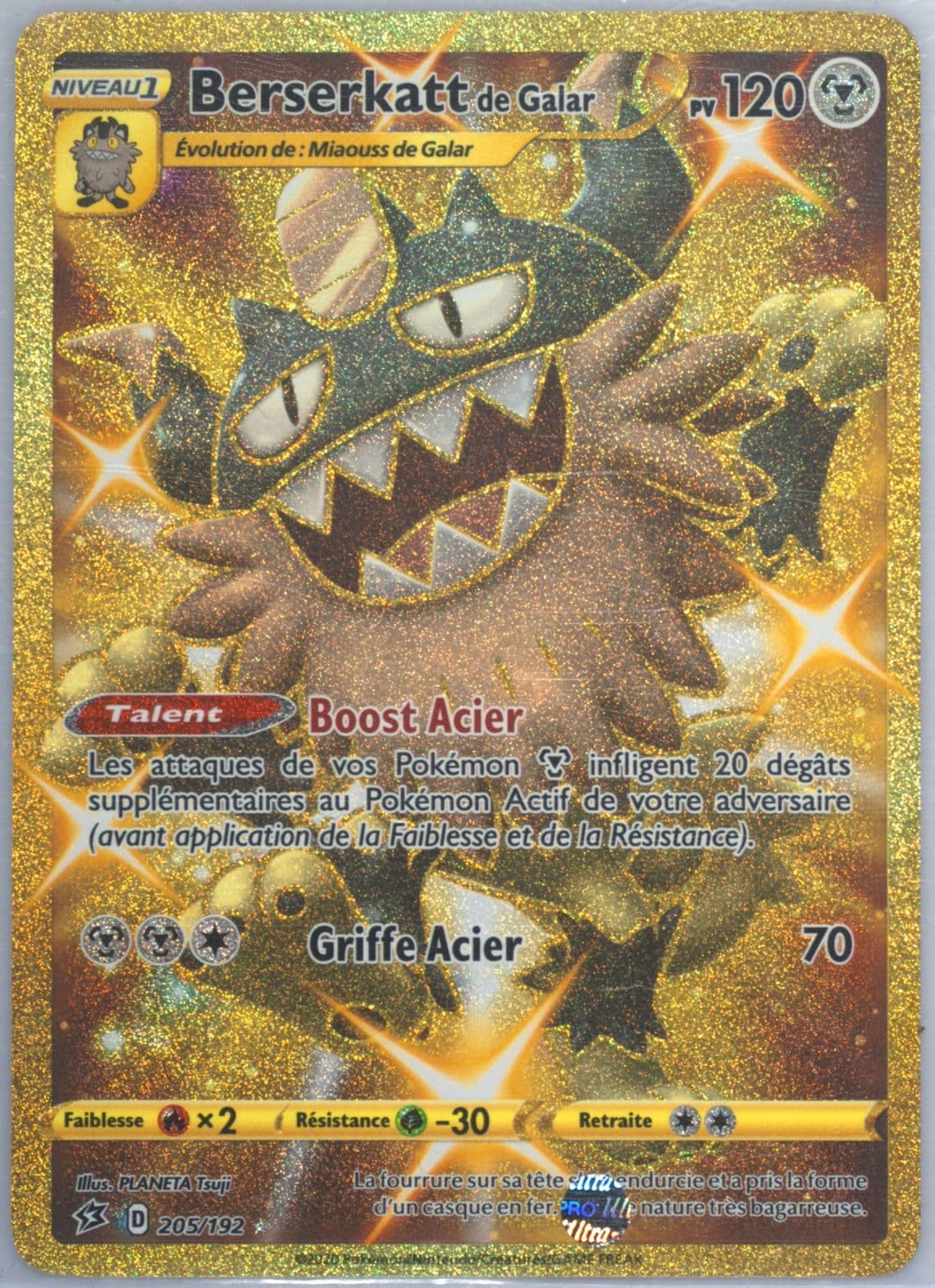 Full Art/Berserkatt de Galar French-Secret (205) 2020 Pokemon Sword & Shield Rebel Clash