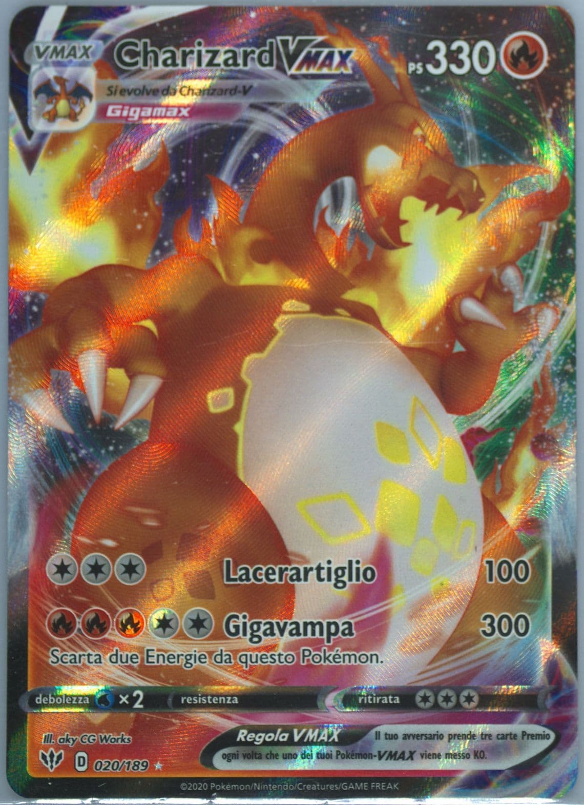 Full Art/Charizard Vmax Italian (020) 2020 Pokemon Sword & Shield Darkness Ablaze