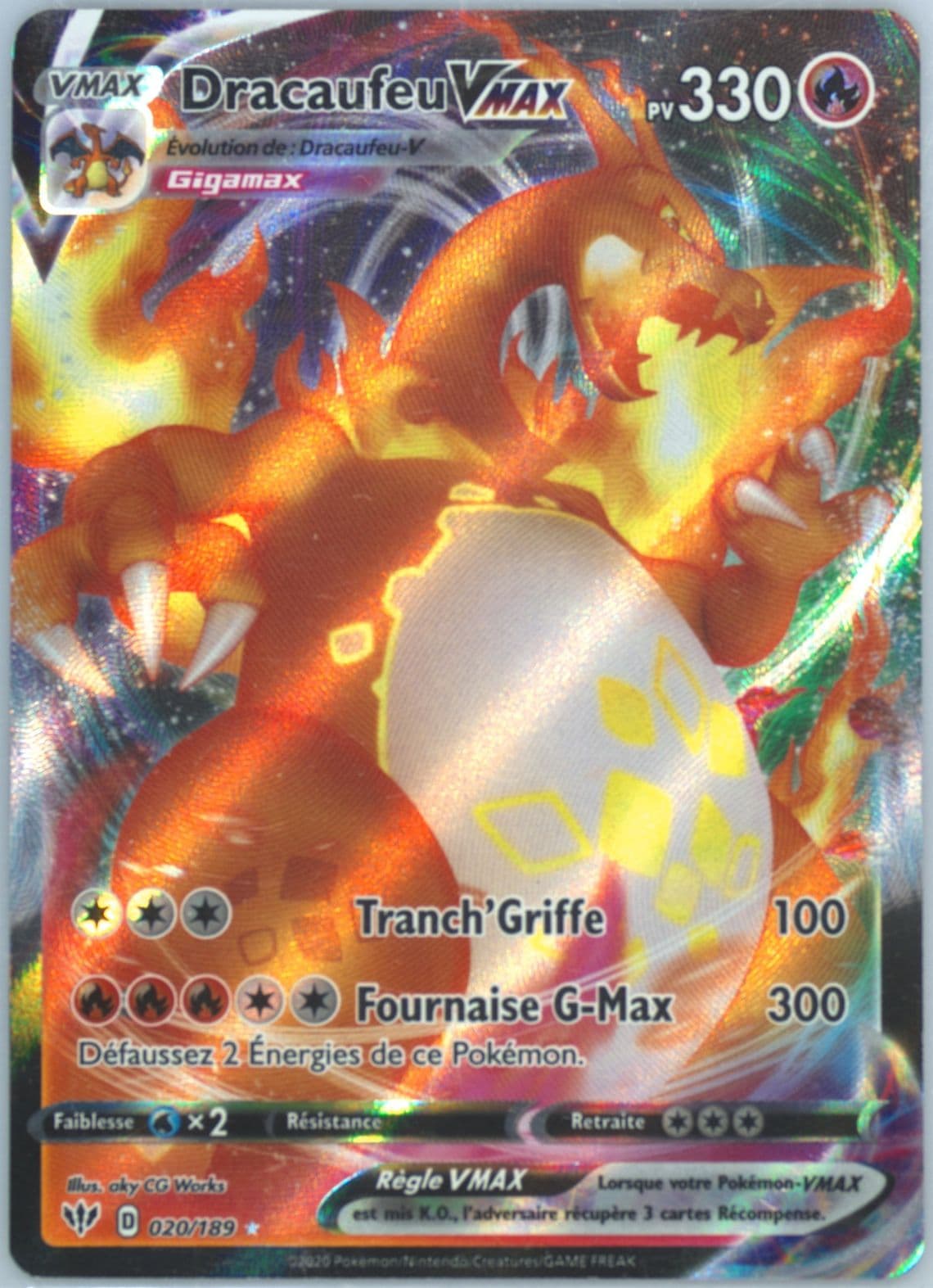 Full Art/Dracaufeu Vmax French (020) 2020 Pokemon Sword & Shield Darkness Ablaze