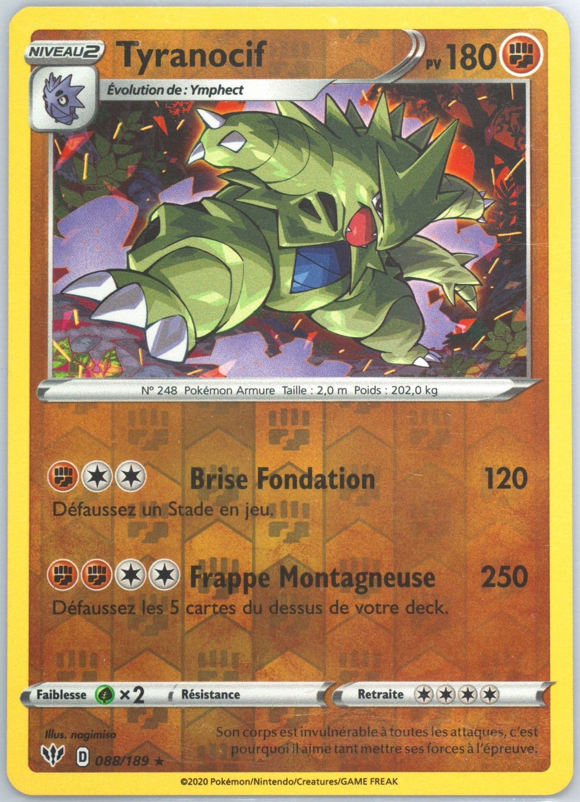 Tyranocif-Reverse Foil French (088) 2020 Pokemon Sword & Shield Darkness Ablaze