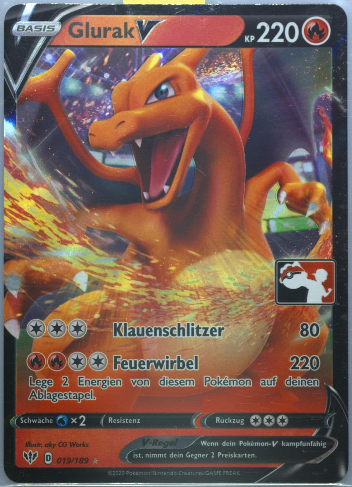Glurak V German (019) 2020 Pokemon Sword & Shield Darkness Ablaze