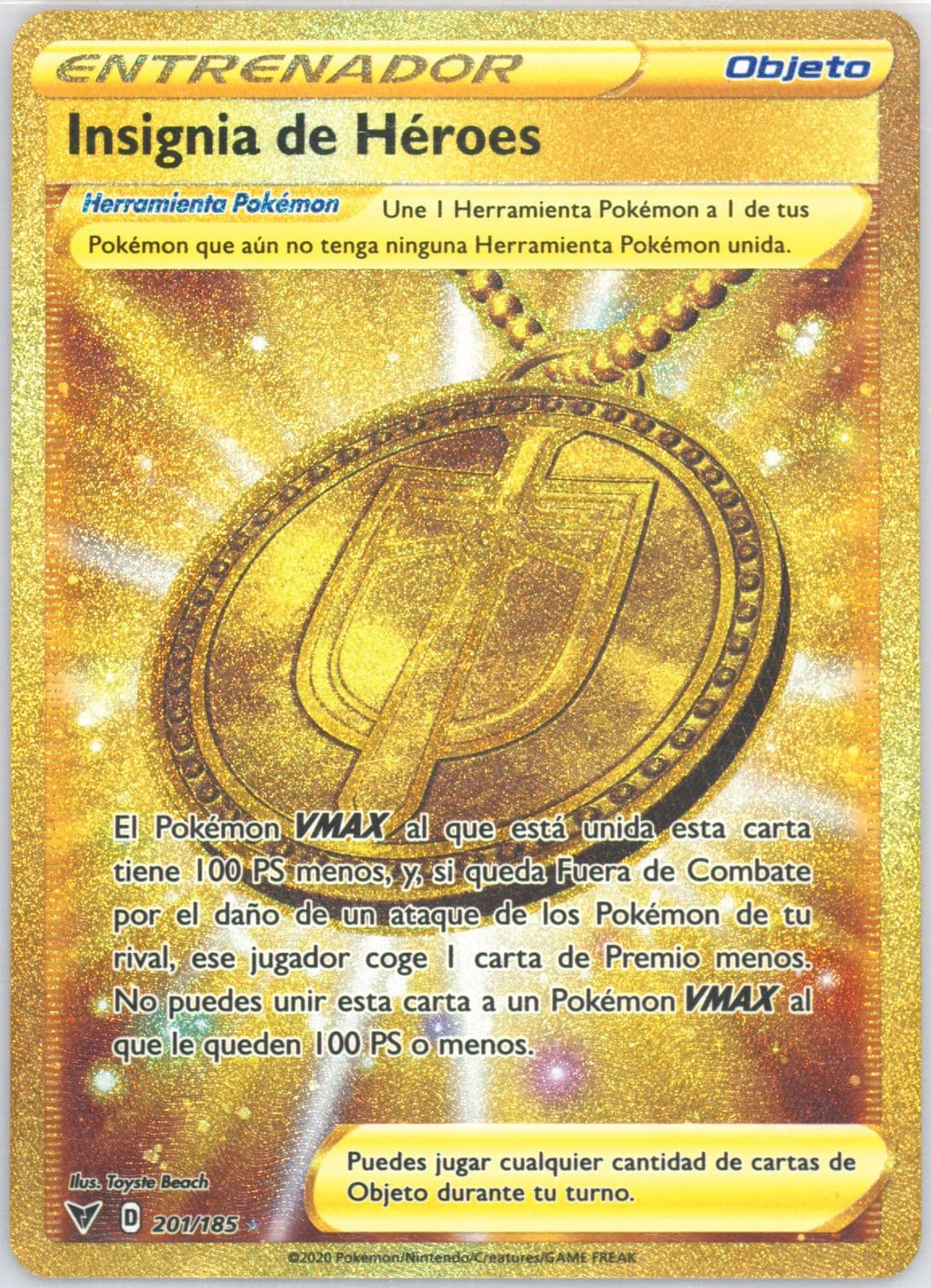 Full Art/Insignia de Heroes Spanish-Secret (201) 2020 Pokemon Sword & Shield Vivid Voltage