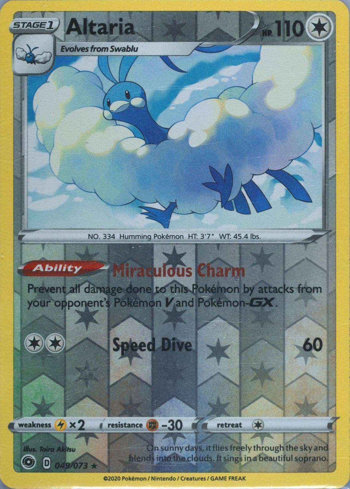 Altaria-Reverse Foil (049) 2020 Pokemon Sword & Shield Champion's Path