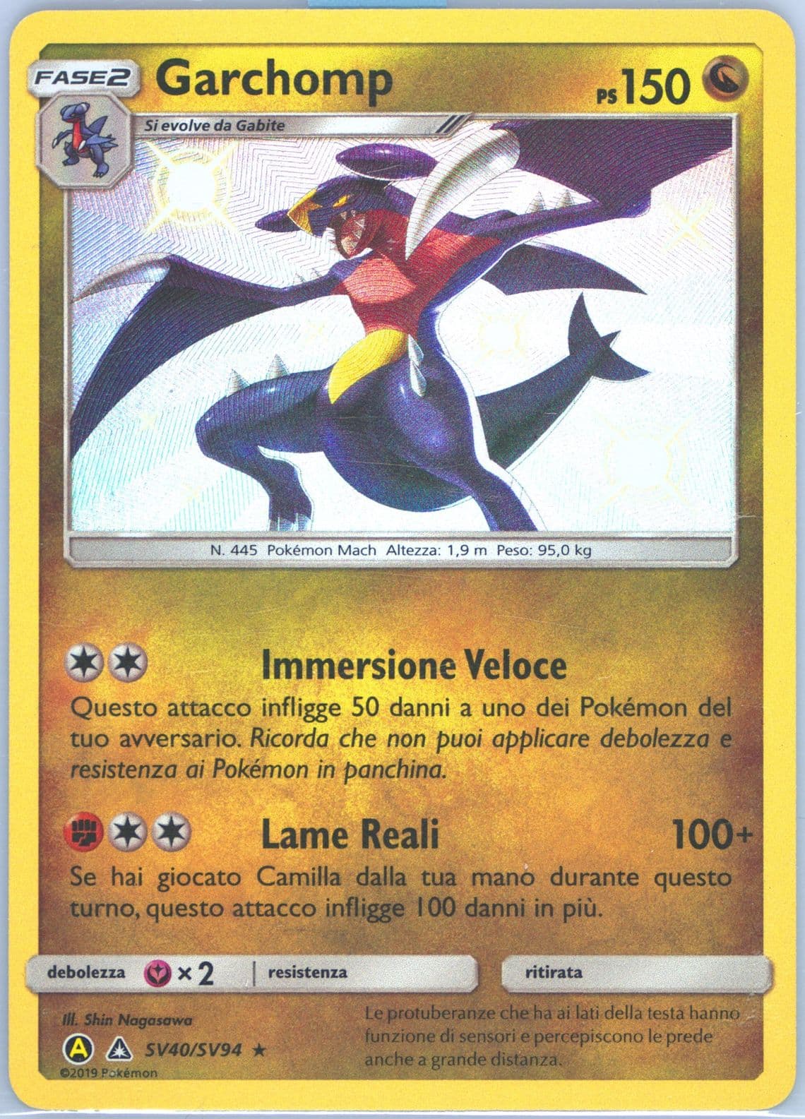 Garchomp-Holo Italian (SV40) 2019 Pokemon Sun & Moon Hidden Fates