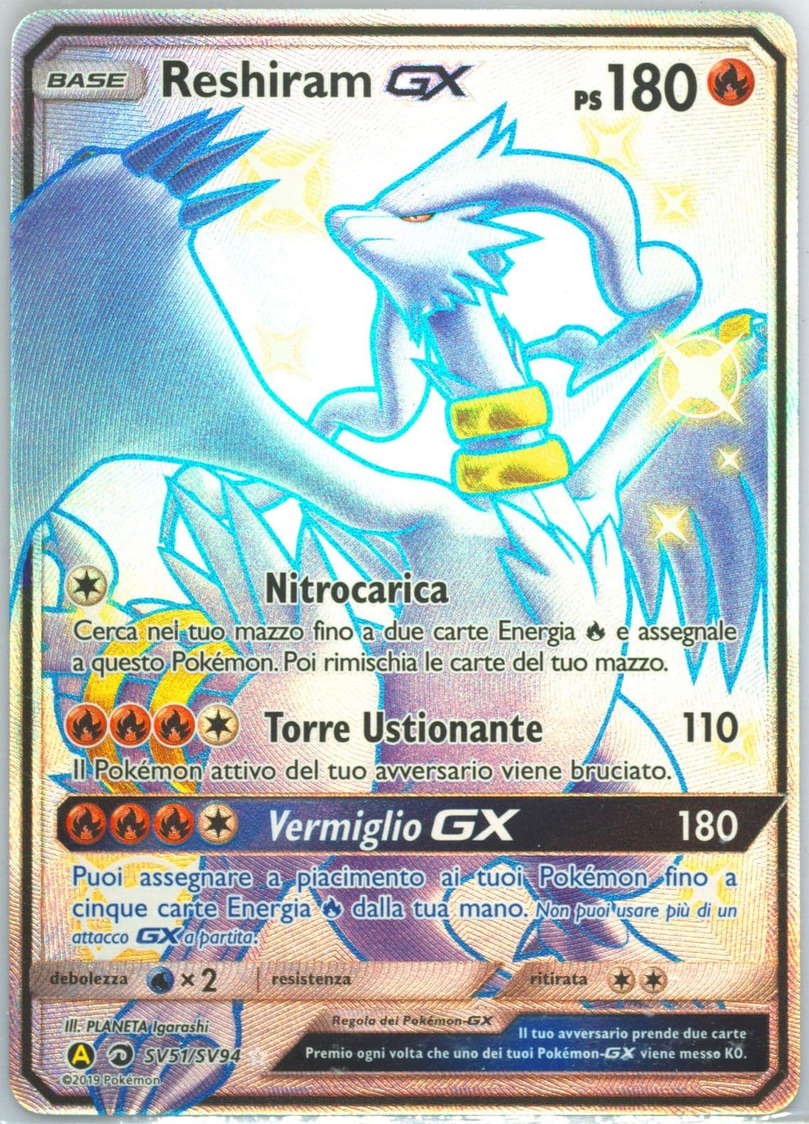Full Art/Reshiram GX Italian (SV51) 2019 Pokemon Sun & Moon Hidden Fates