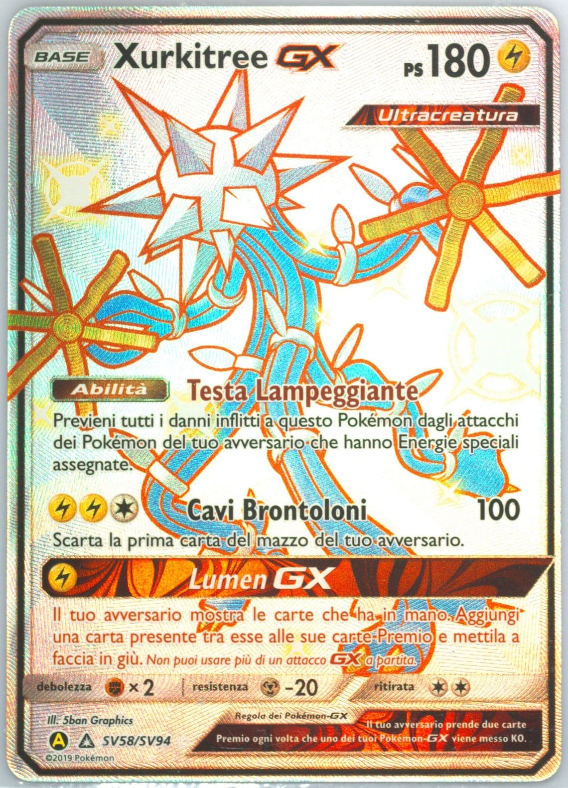 Full Art/Xurkitree GX Italian (SV58) 2019 Pokemon Sun & Moon Hidden Fates