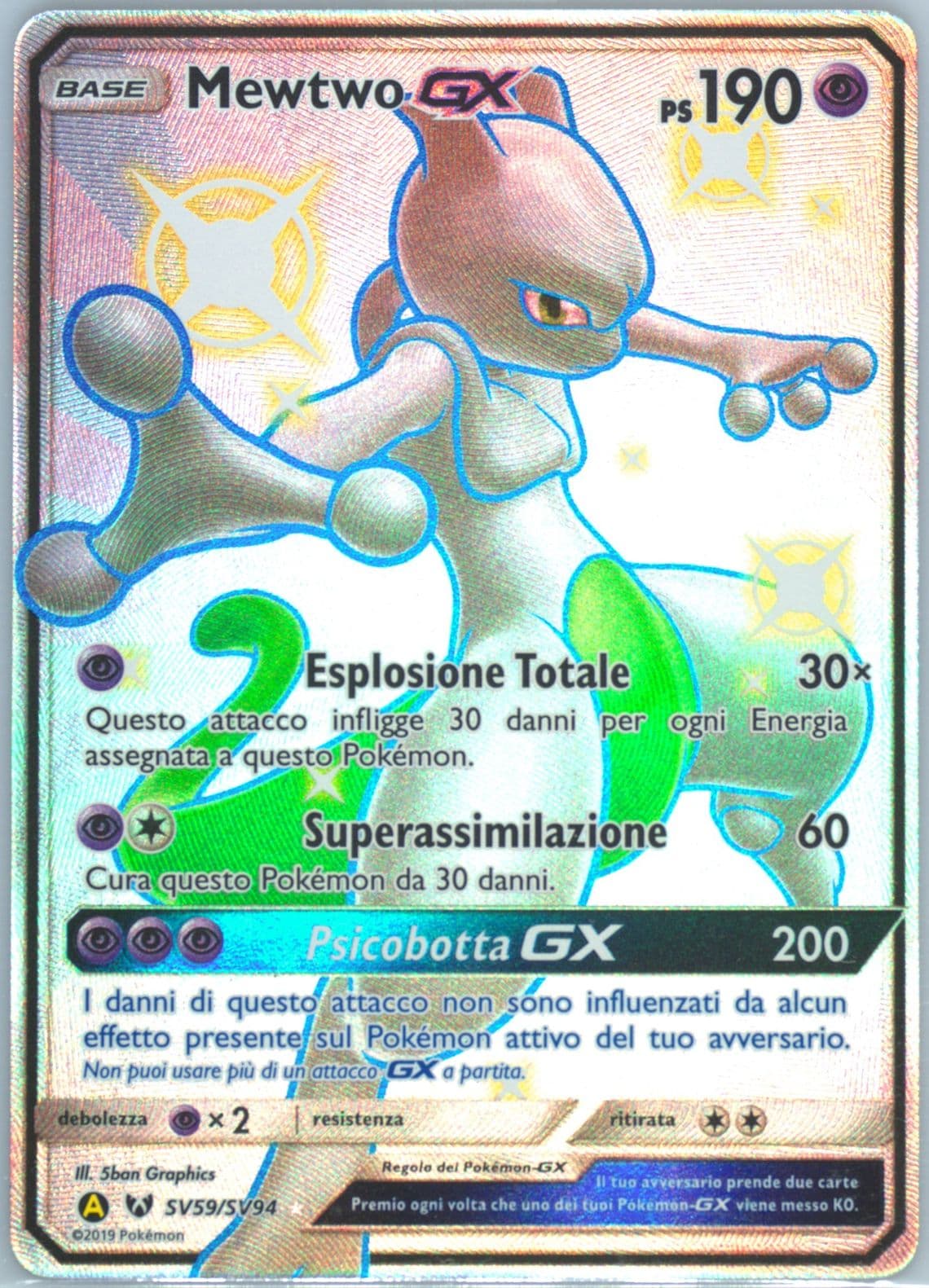 Full Art/Mewtwo GX Italian (SV59) 2019 Pokemon Sun & Moon Hidden Fates