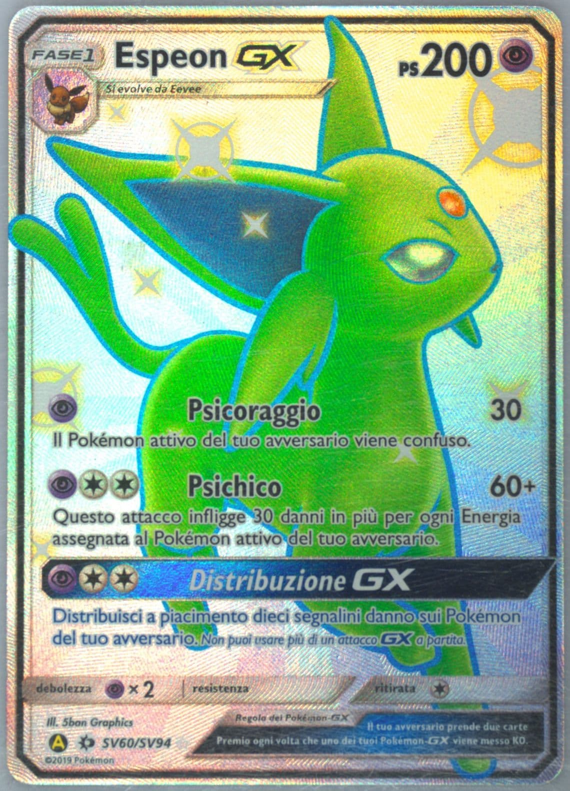 Full Art/Espeon GX Italian (SV60) 2019 Pokemon Sun & Moon Hidden Fates