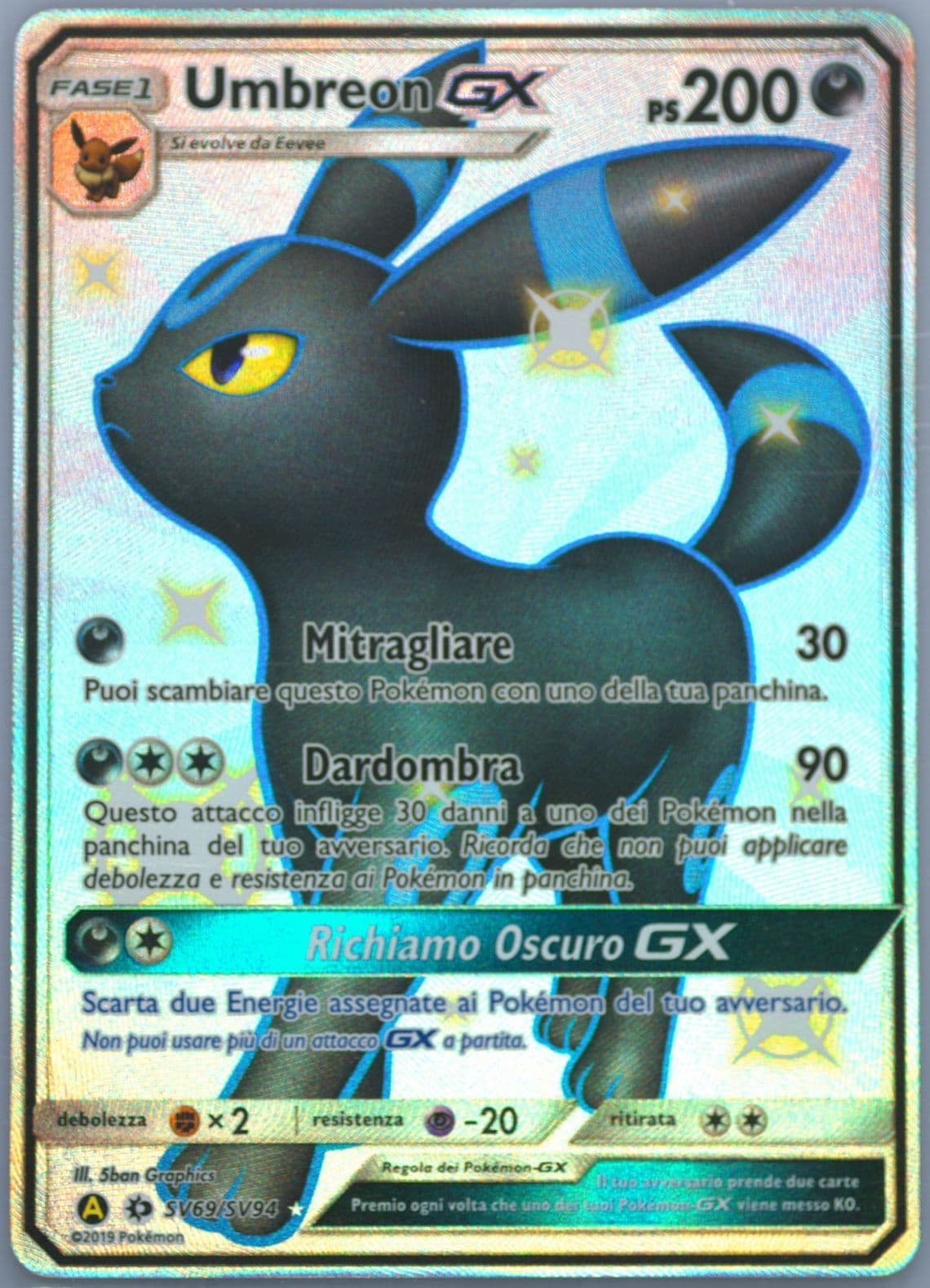 Full Art/Umbreon GX Italian (SV69) 2019 Pokemon Sun & Moon Hidden Fates