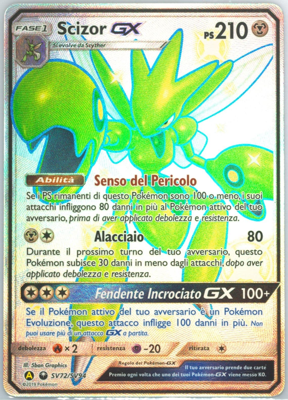 Full Art/Scizor GX Italian (SV72) 2019 Pokemon Sun & Moon Hidden Fates