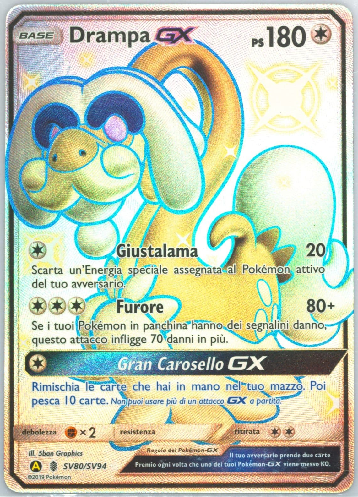 Full Art/Drampa GX Italian (SV80) 2019 Pokemon Sun & Moon Hidden Fates