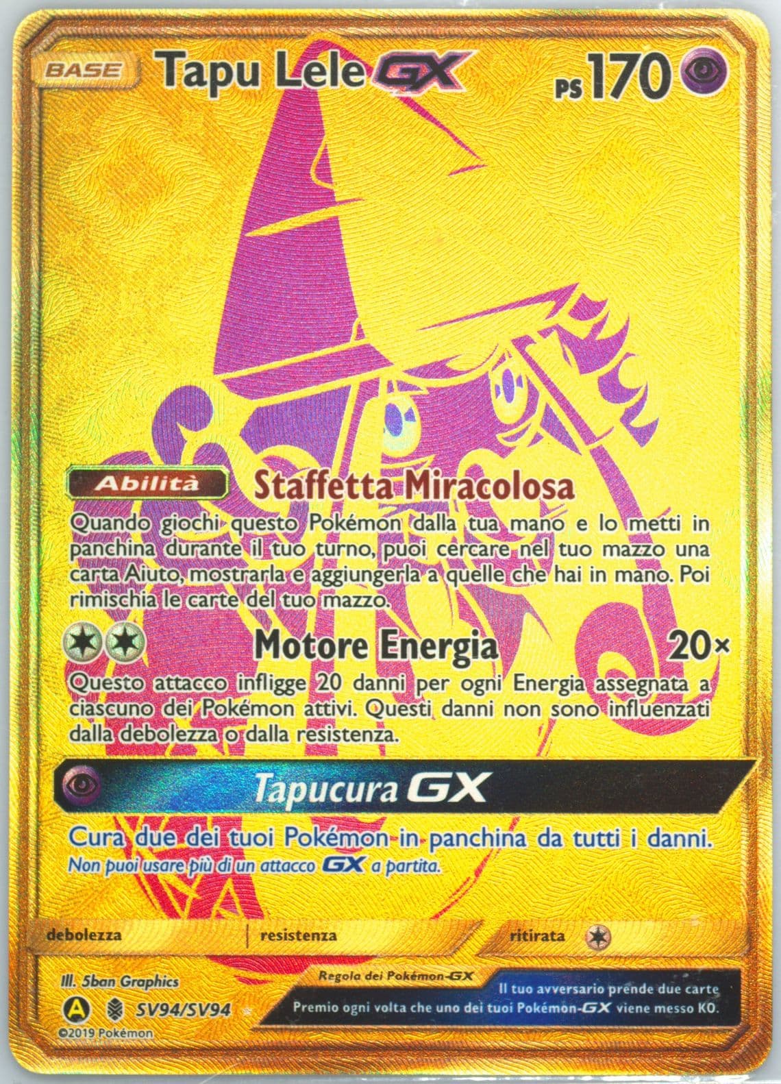 Full Art/Tapu Lele GX Italian (SV94) 2019 Pokemon Sun & Moon Hidden Fates