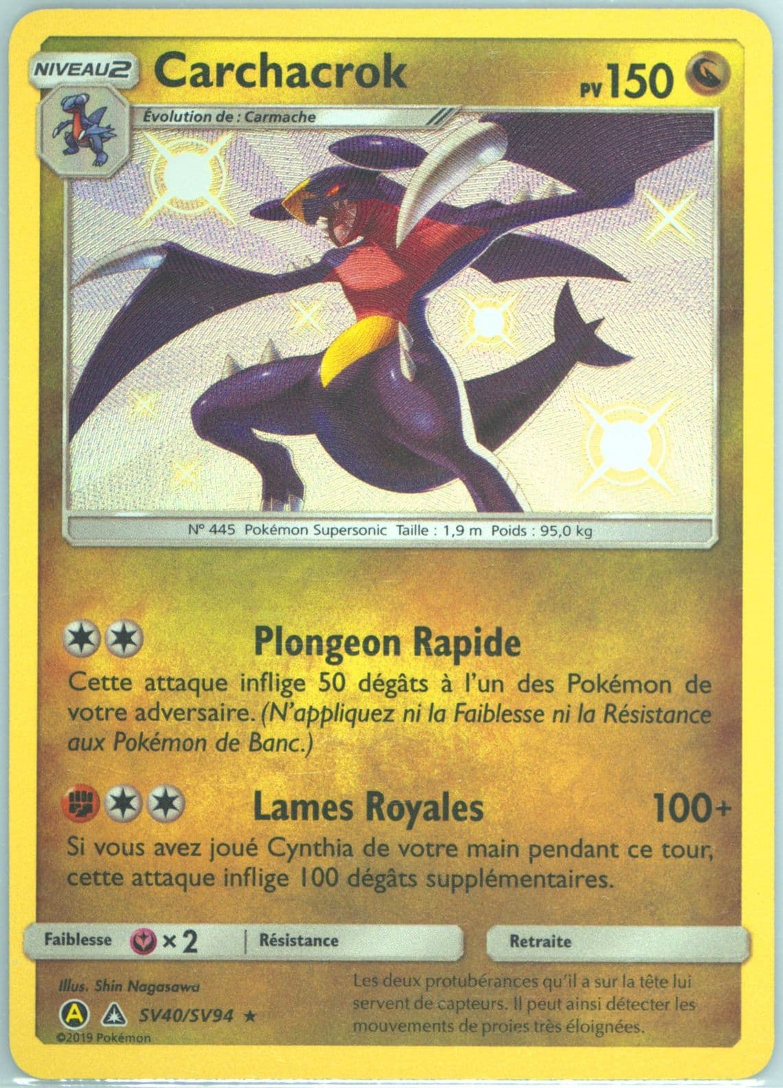 Carchacrok-Holo French (SV40) 2019 Pokemon Sun & Moon Hidden Fates