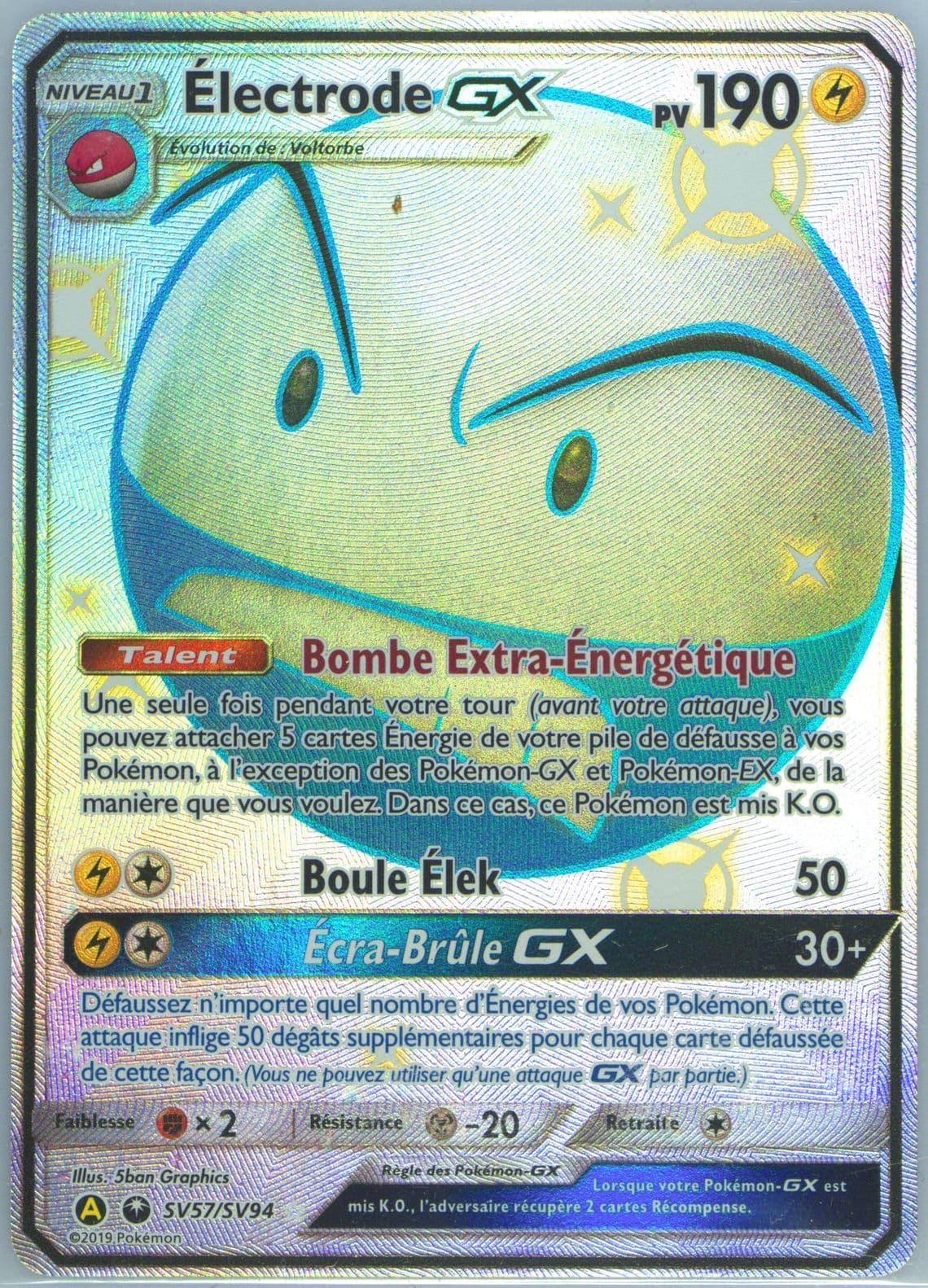 Full Art/Electrode GX French (SV57) 2019 Pokemon Sun & Moon Hidden Fates