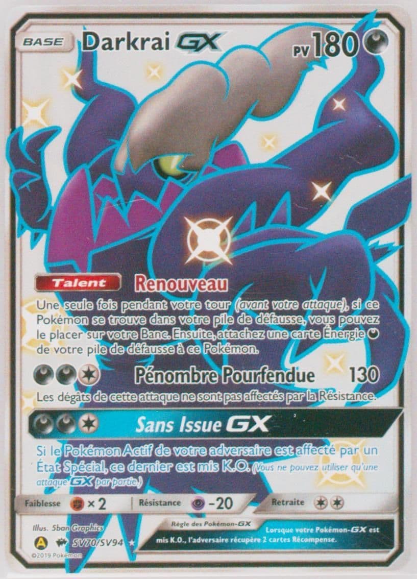 Full Art/Darkrai GX French (SV70) 2019 Pokemon Sun & Moon Hidden Fates