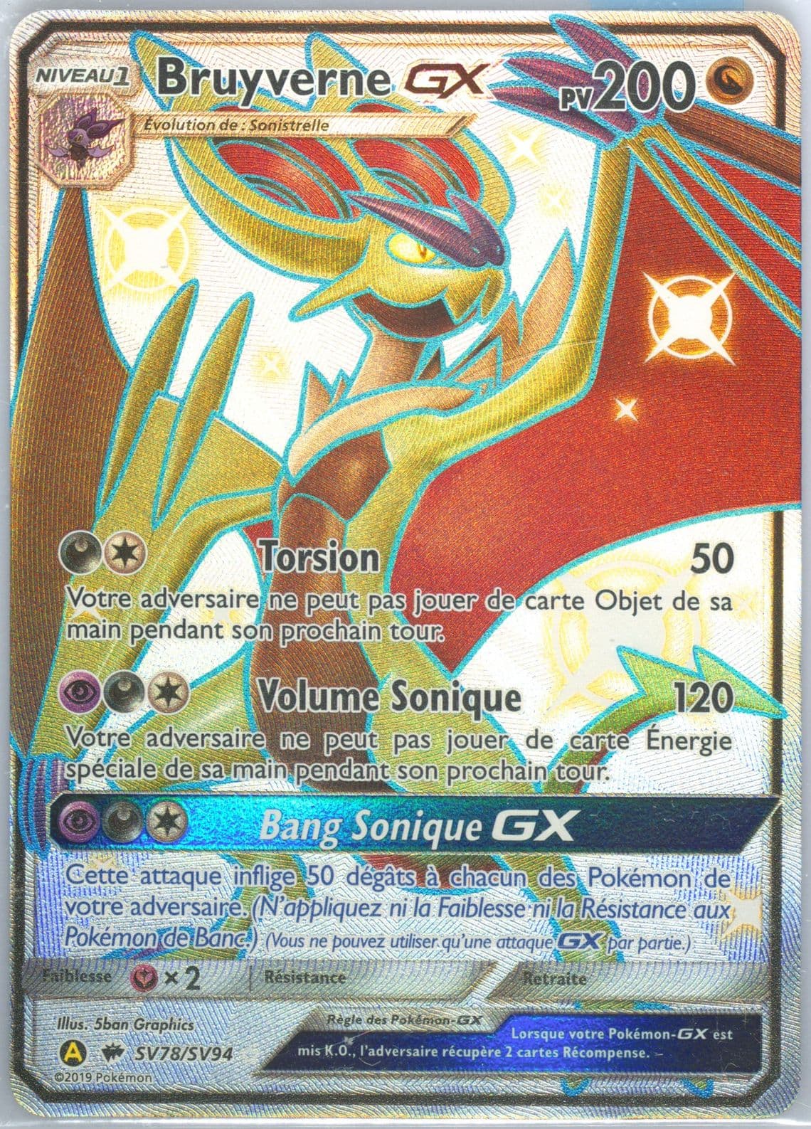 Full Art/Bruyverne GX French (SV78) 2019 Pokemon Sun & Moon Hidden Fates