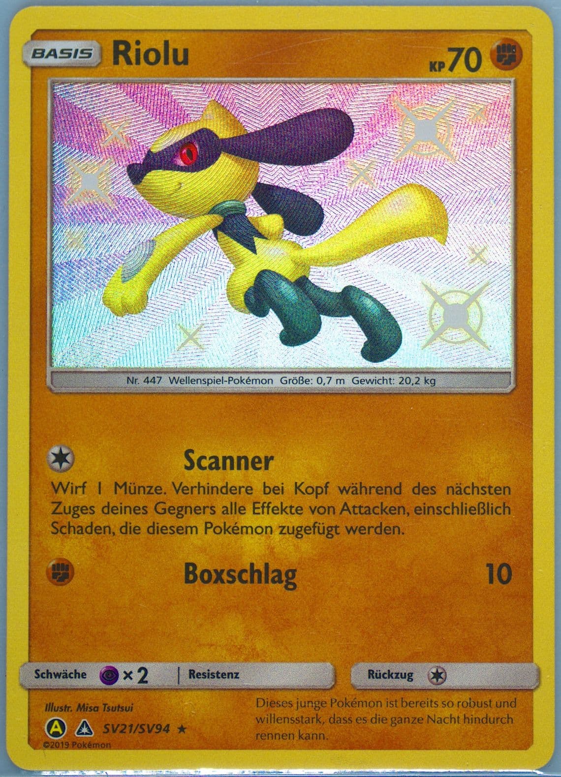 Riolu-Holo German (SV21) 2019 Pokemon Sun & Moon Hidden Fates