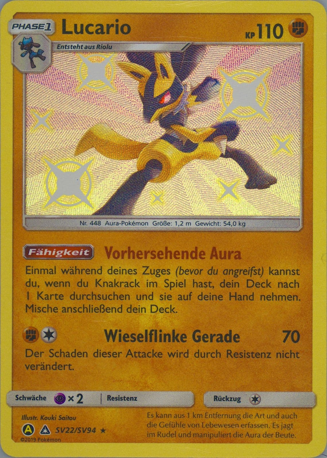 Lucario-Holo German (SV22) 2019 Pokemon Sun & Moon Hidden Fates