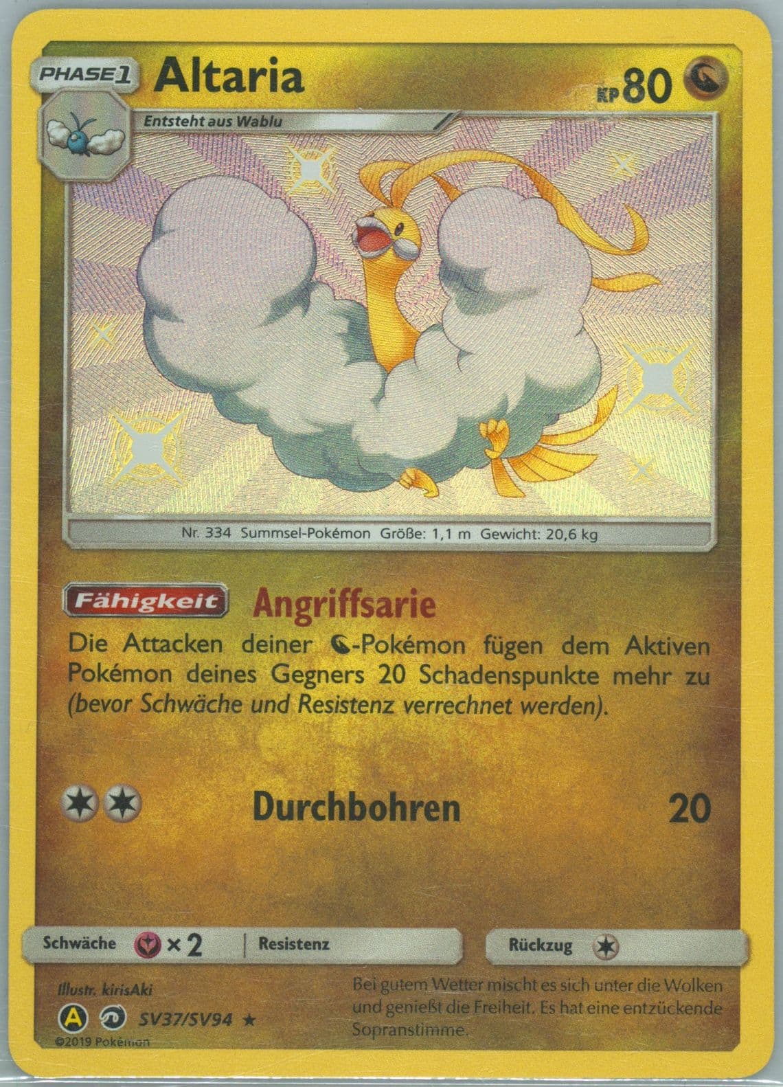 Altaria-Holo German (SV37) 2019 Pokemon Sun & Moon Hidden Fates