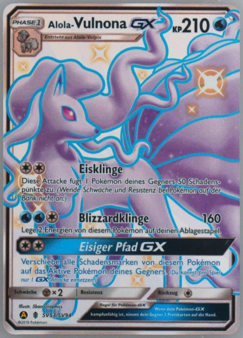 Full Art/Alola-Vulnona GX German (SV53) 2019 Pokemon Sun & Moon Hidden Fates