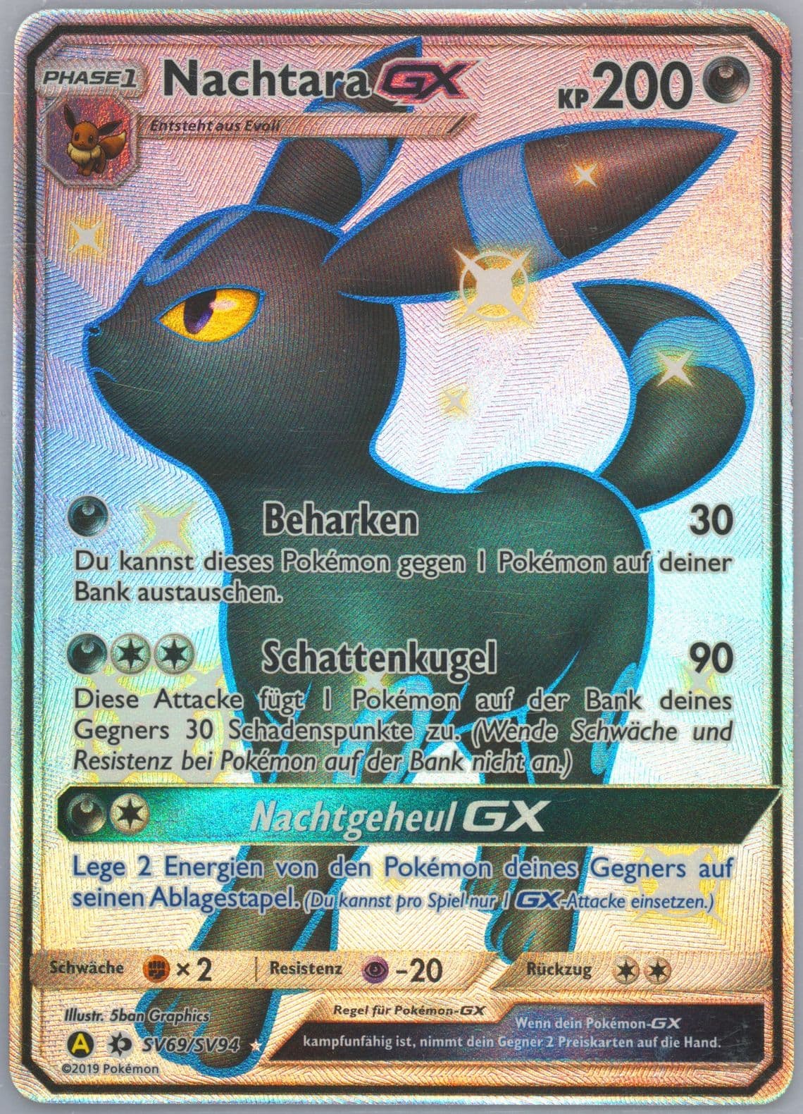 Full Art/Nachtara GX German (SV69) 2019 Pokemon Sun & Moon Hidden Fates