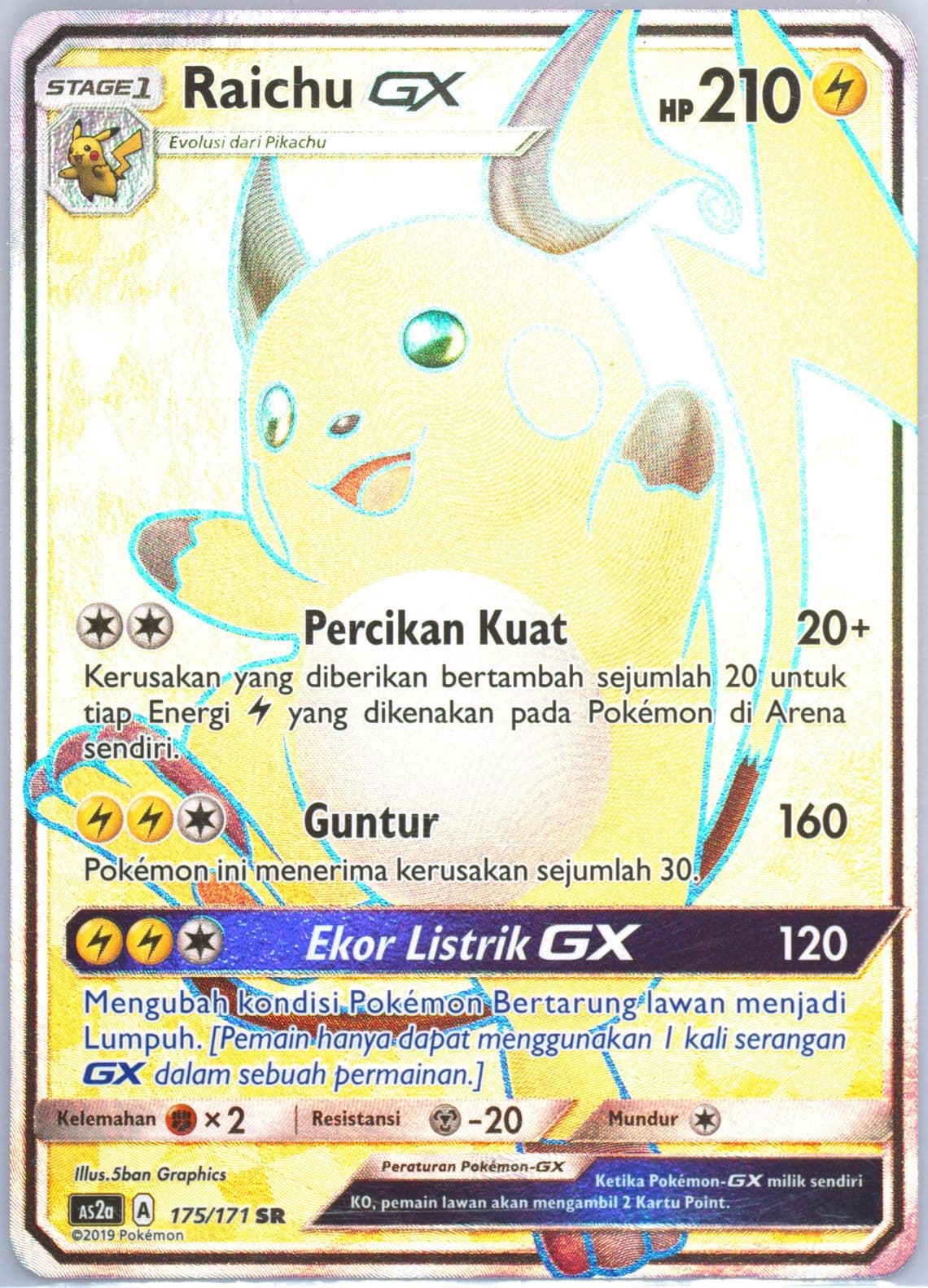Full Art/Raichu GX Set A (175) 2019 Pokemon Indonesian Sun & Moon Legends Awakened