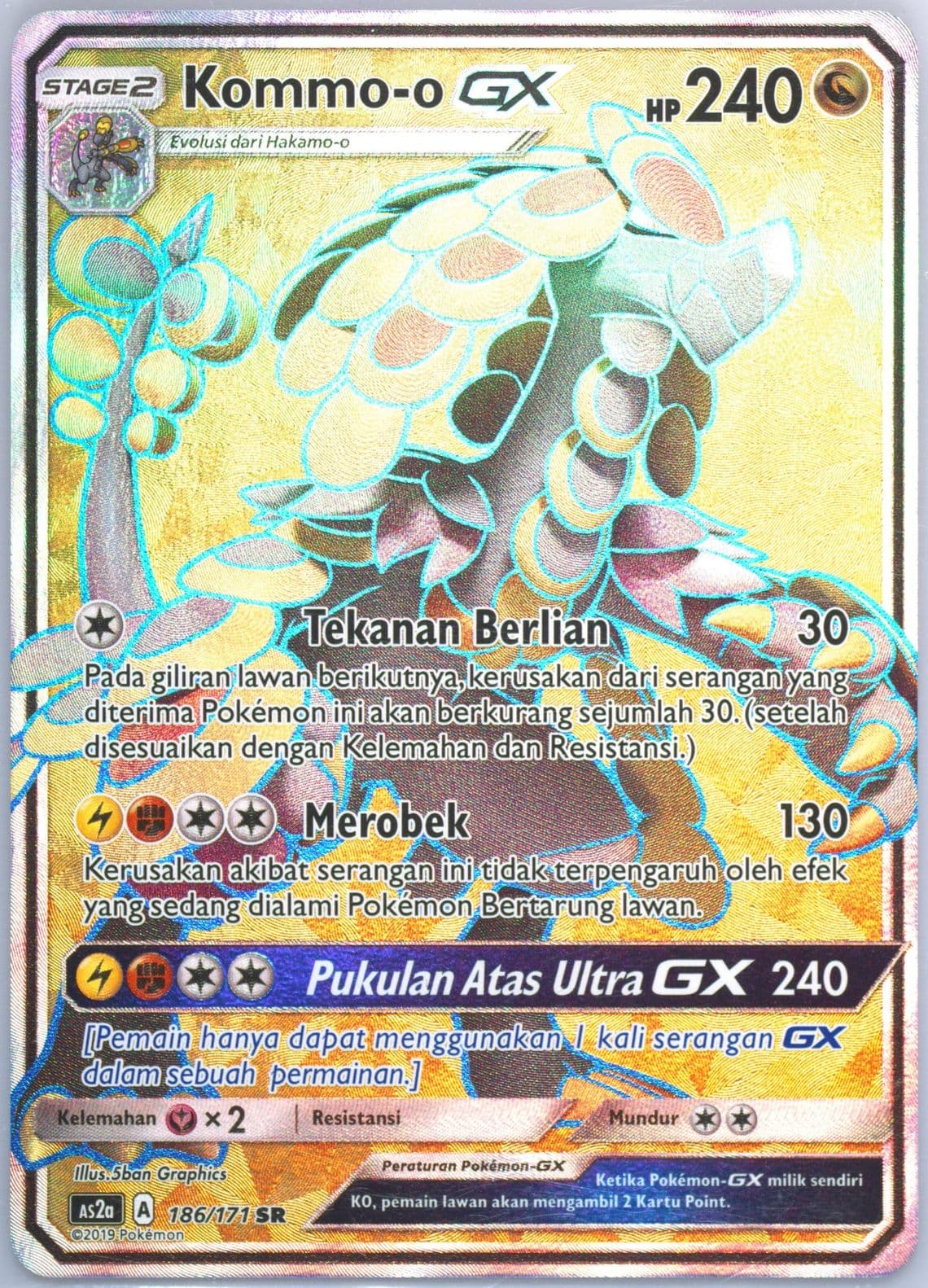Full Art/Kommo-O GX Set A (186) 2019 Pokemon Indonesian Sun & Moon Legends Awakened
