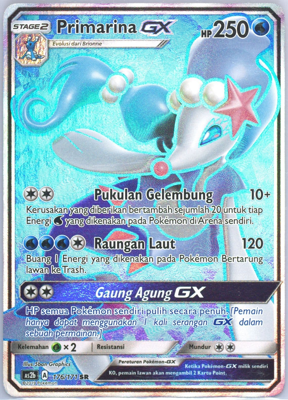 Full Art/Primarina GX Set B (176) 2019 Pokemon Indonesian Sun & Moon Legends Awakened