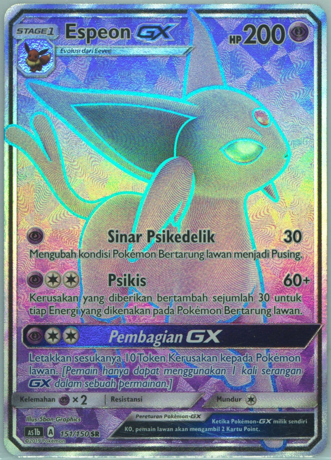 Full Art/Espeon GX Set B (151) 2019 Pokemon Indonesian Sun & Moon First Impact