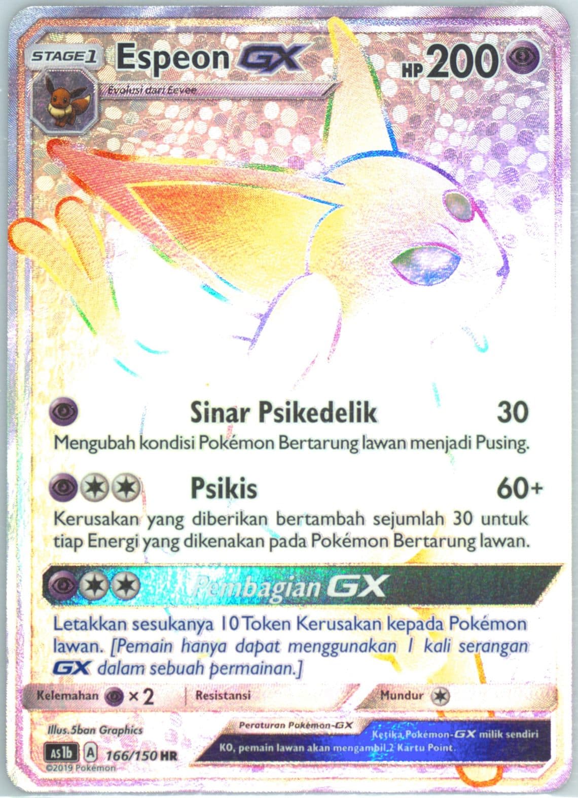 Full Art/Espeon GX-Hyper Set B (166) 2019 Pokemon Indonesian Sun & Moon First Impact