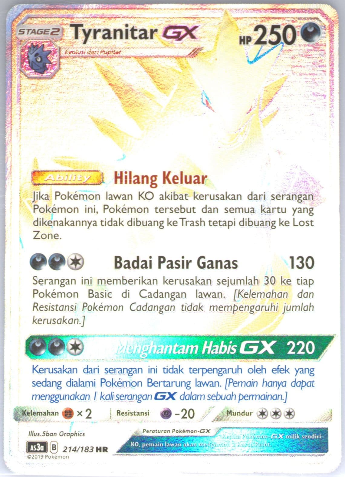 Full Art/Tyranitar GX-Hyper Set A (214) 2019 Pokemon Indonesian Sun & Moon Hidden Shadow