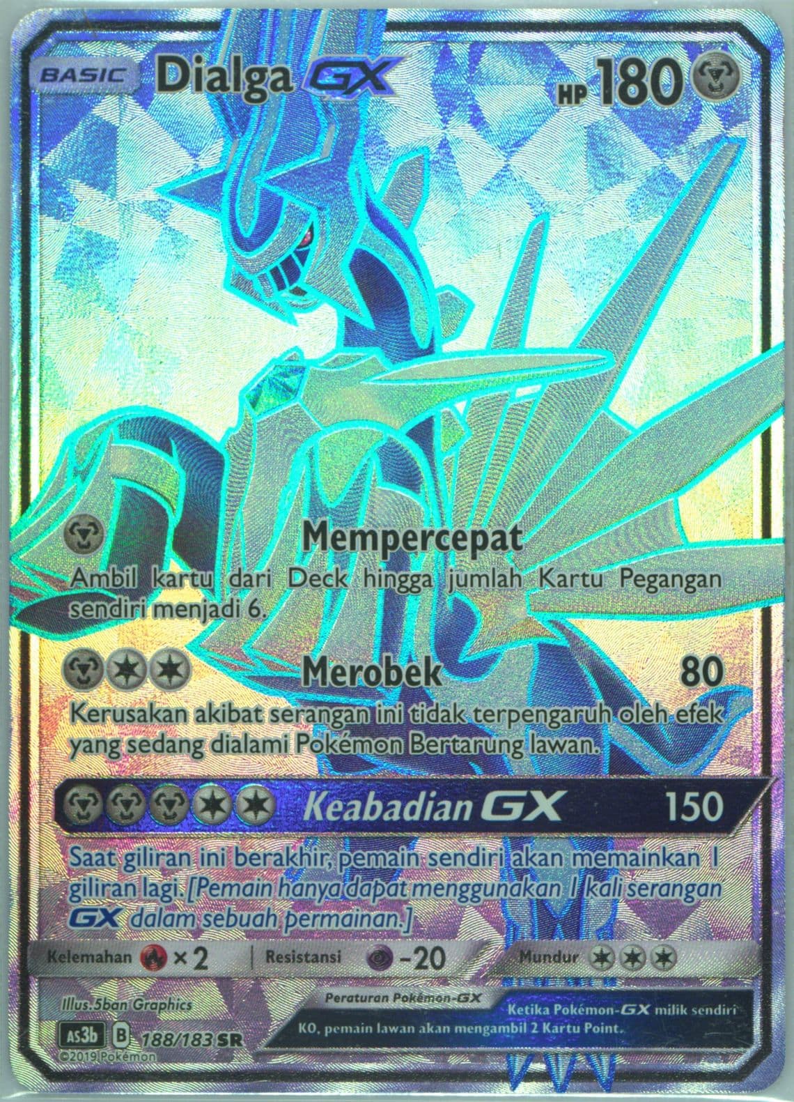 Full Art/Dialga GX Set B (188) 2019 Pokemon Indonesian Sun & Moon Hidden Shadow