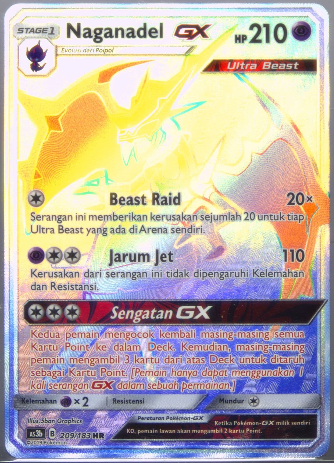 Full Art/Naganadel GX-Hyper Set B (209) 2019 Pokemon Indonesian Sun & Moon Hidden Shadow