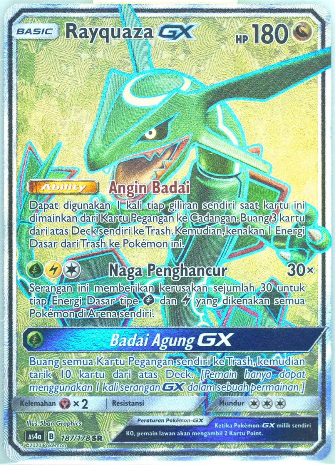 Full Art/Rayquaza GX Set A (187) 2020 Pokemon Indonesian Sun & Moon Sky Ruler