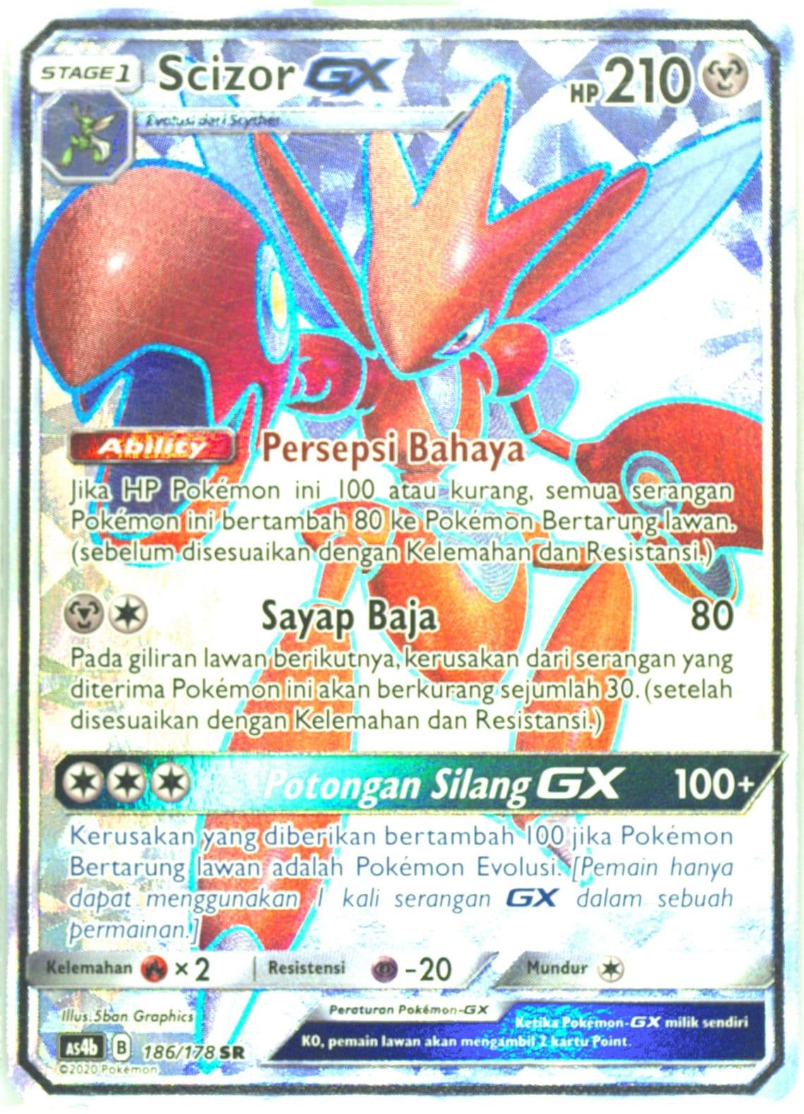 Full Art/Scizor GX Set B (186) 2020 Pokemon Indonesian Sun & Moon Sky Ruler