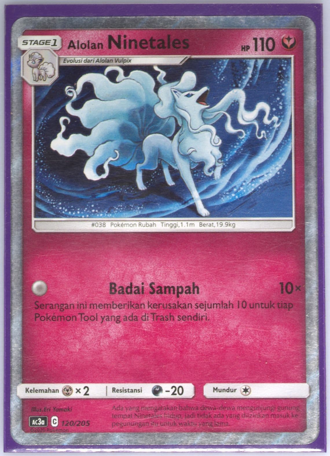 Alolan Ninetales Set A (120) 2020 Pokemon Indonesian Sun & Moon Tag Team Collection