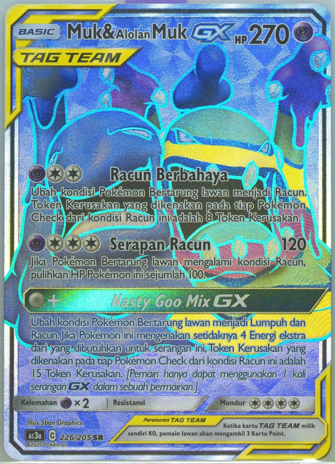 Full Art/Muk & Alolan Muk GX Set A (226) 2020 Pokemon Indonesian Sun & Moon Tag Team Collection