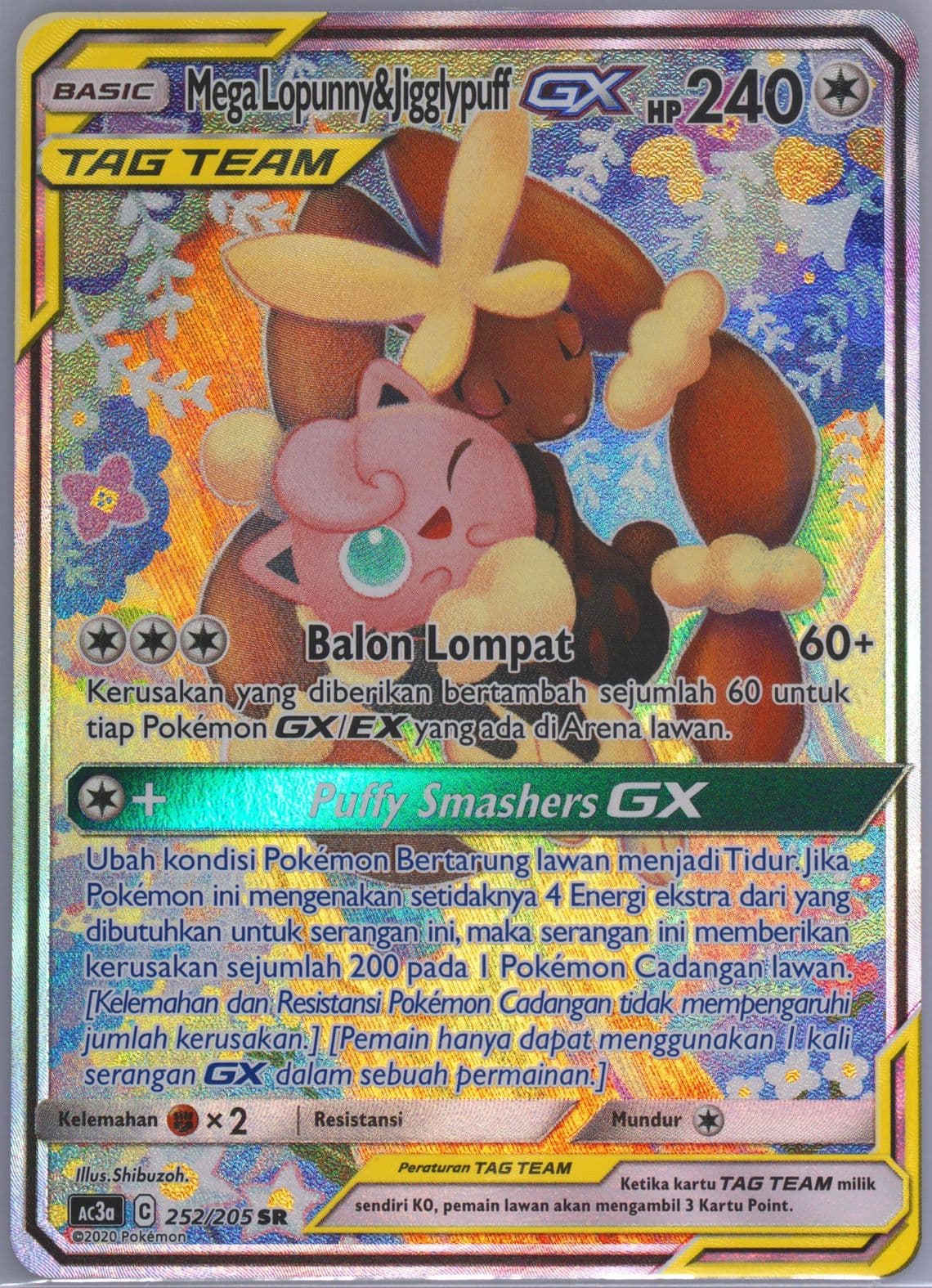 Full Art/Mega Lopunny & Jigglypuff GX Set A (252) 2020 Pokemon Indonesian Sun & Moon Tag Team Collection