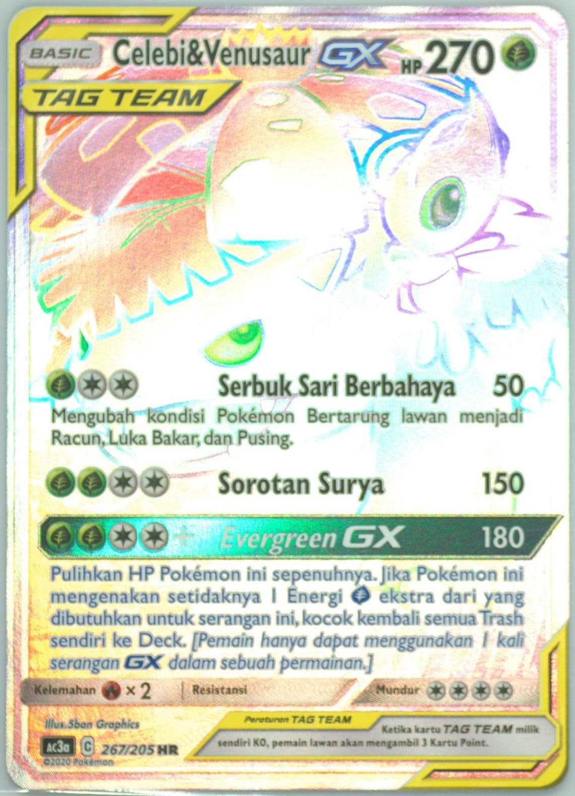 Full Art/Celebi & Venusaur GX-Hyper Set A (267) 2020 Pokemon Indonesian Sun & Moon Tag Team Collection