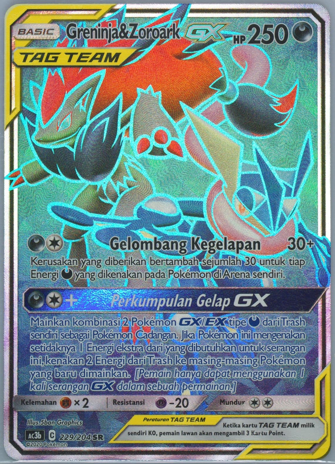 Full Art/Greninja & Zoroark GX Set B (229) 2020 Pokemon Indonesian Sun & Moon Tag Team Collection