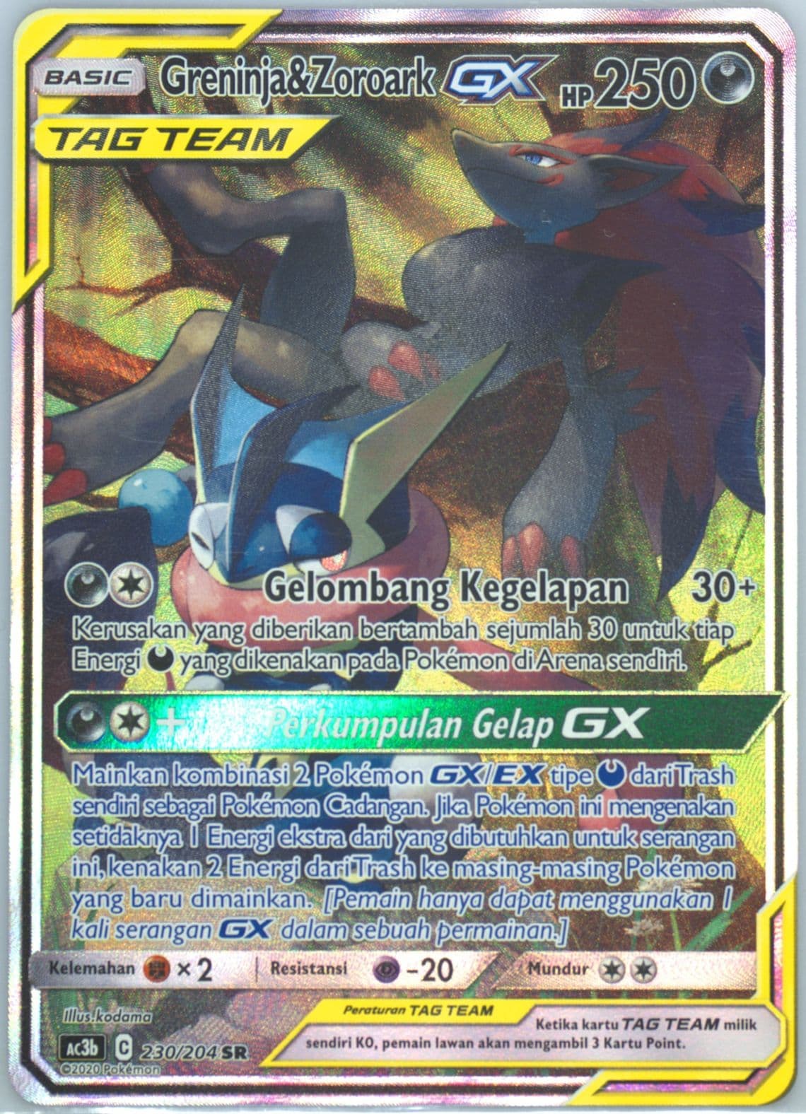 Full Art/Greninja & Zoroark GX Set B (230) 2020 Pokemon Indonesian Sun & Moon Tag Team Collection