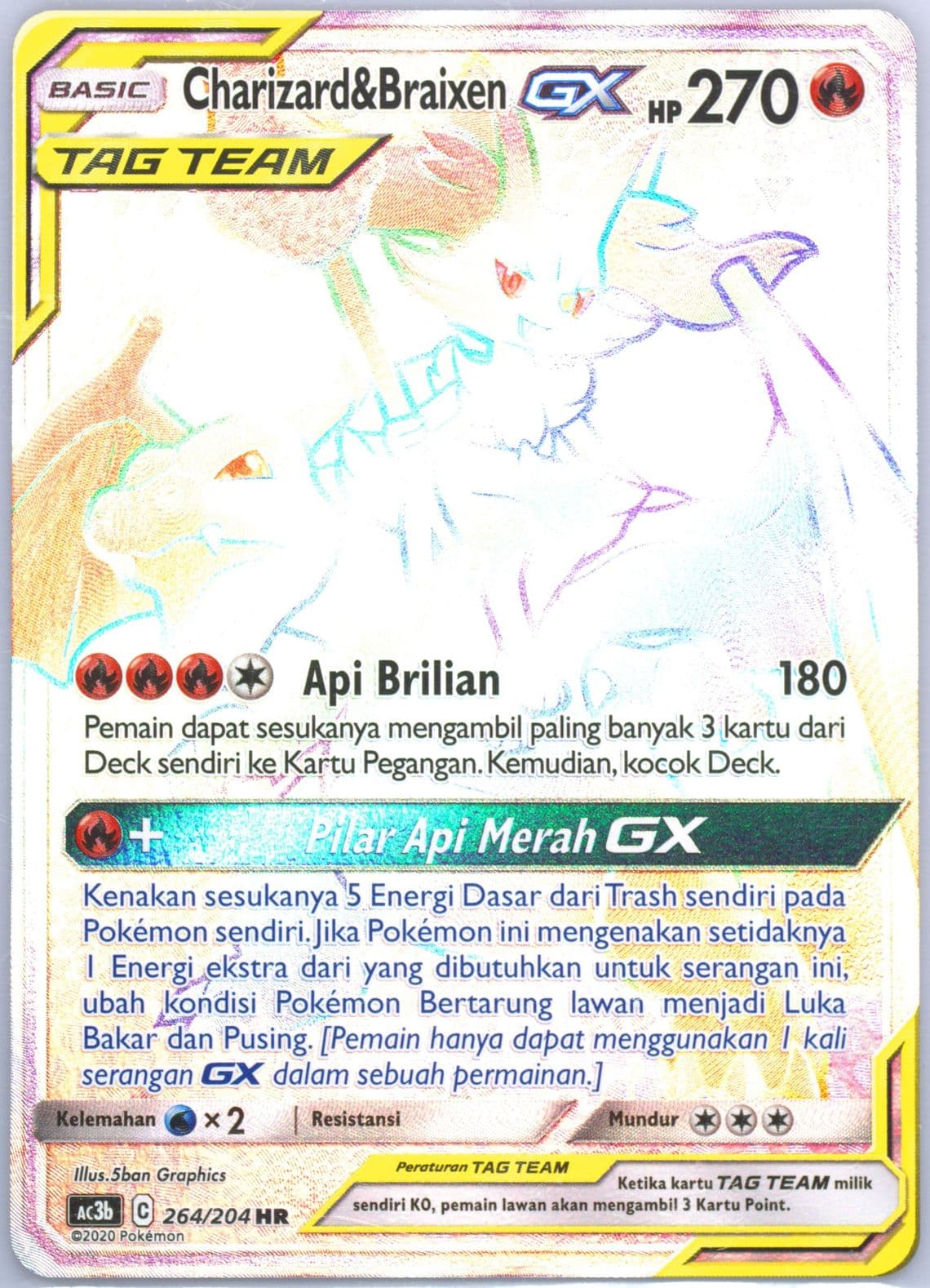 Full Art/Charizard & Braixen GX-Hyper Set B (264) 2020 Pokemon Indonesian Sun & Moon Tag Team Collection