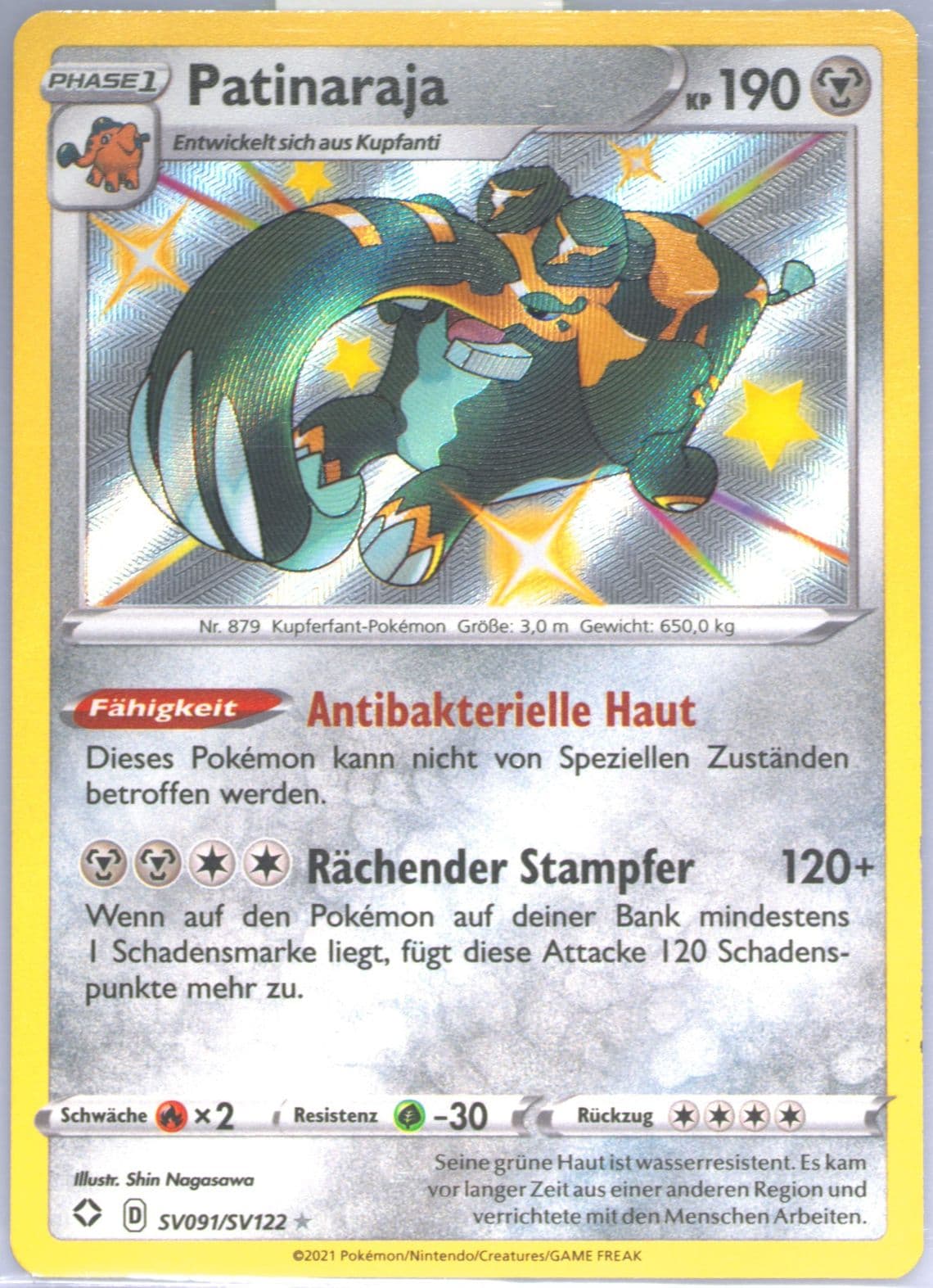 Patinaraja-Holo German (SV091) 2021 Pokemon Sword & Shield Shining Fates