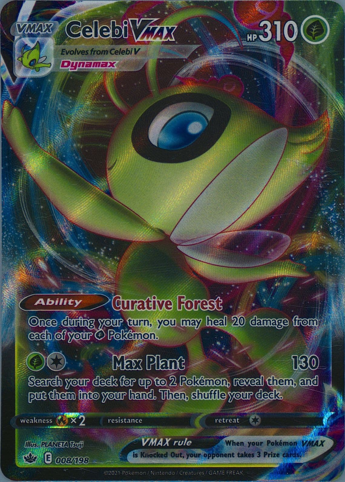 Full Art/Celebi Vmax (008) 2021 Pokemon Sword & Shield Chilling Reign