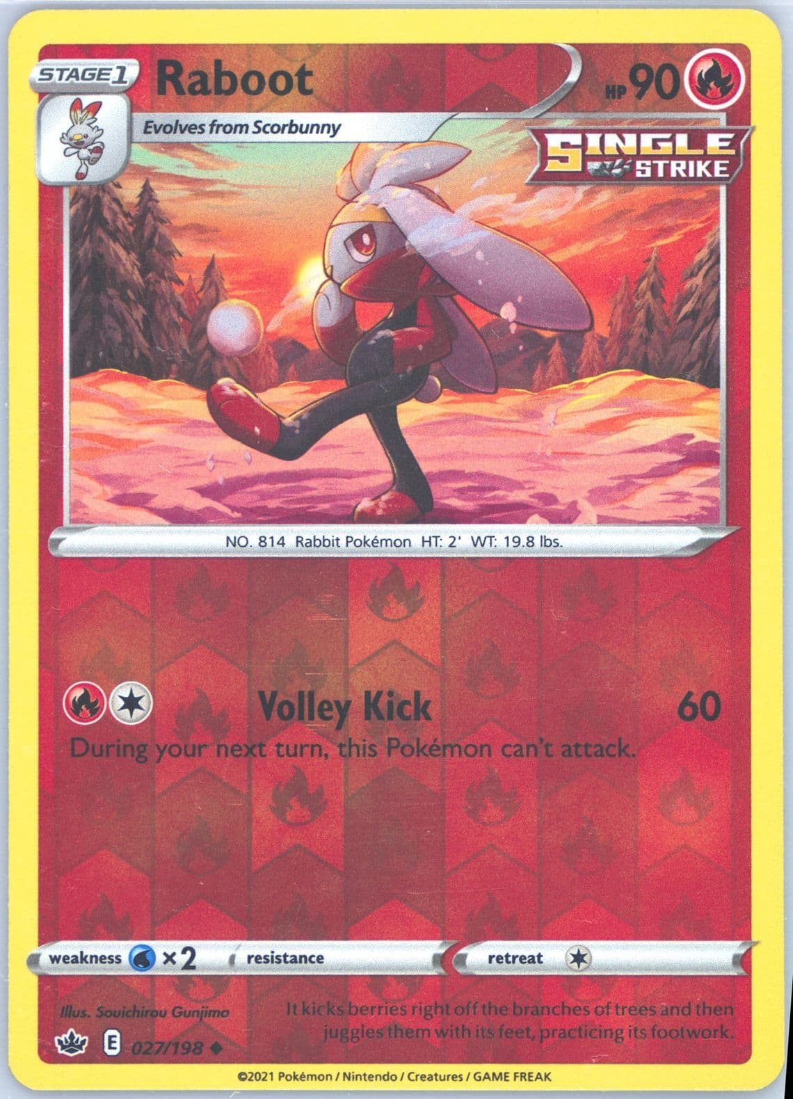 Raboot-Reverse Foil (027) 2021 Pokemon Sword & Shield Chilling Reign