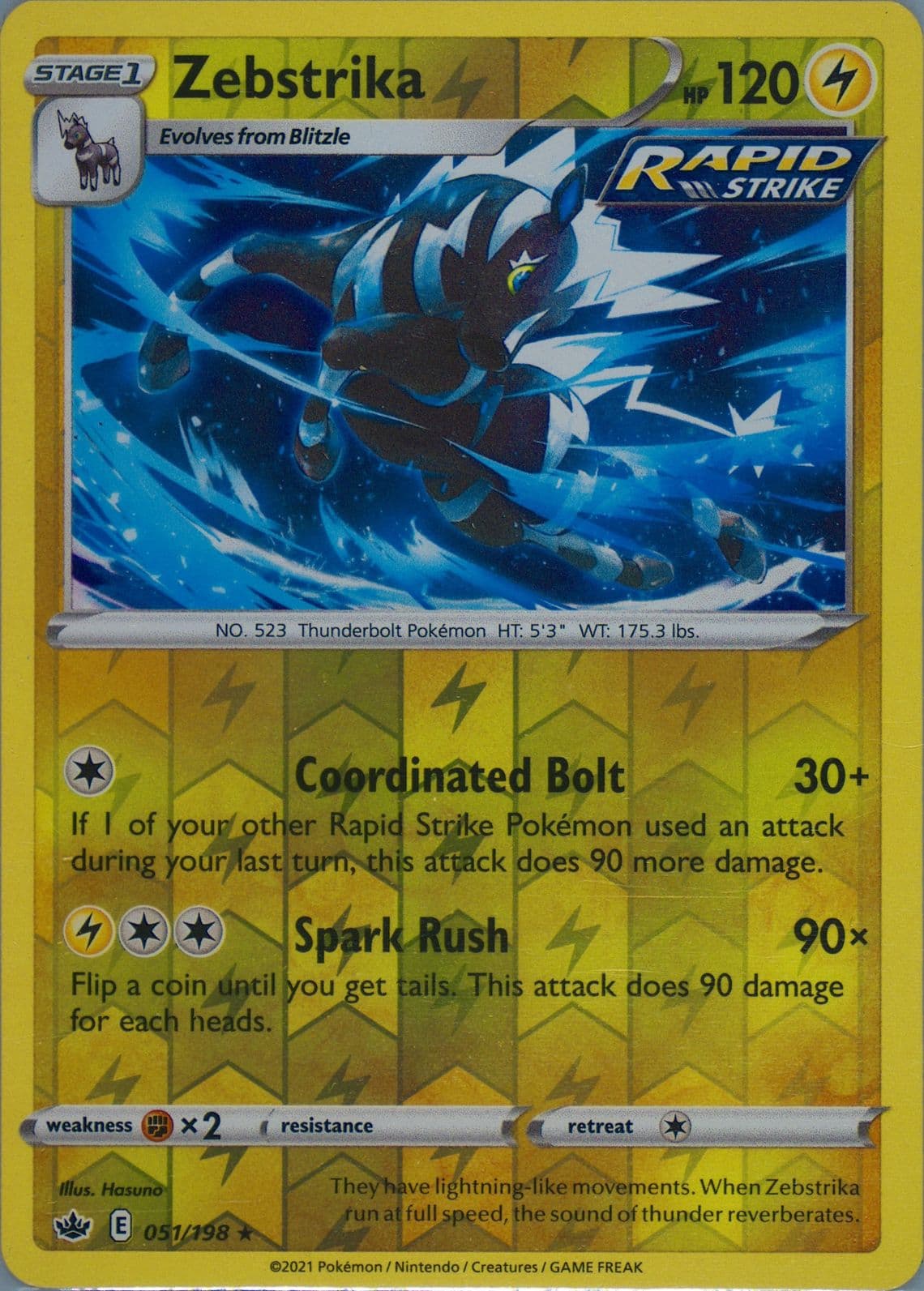 Zebstrika-Reverse Foil (051) 2021 Pokemon Sword & Shield Chilling Reign
