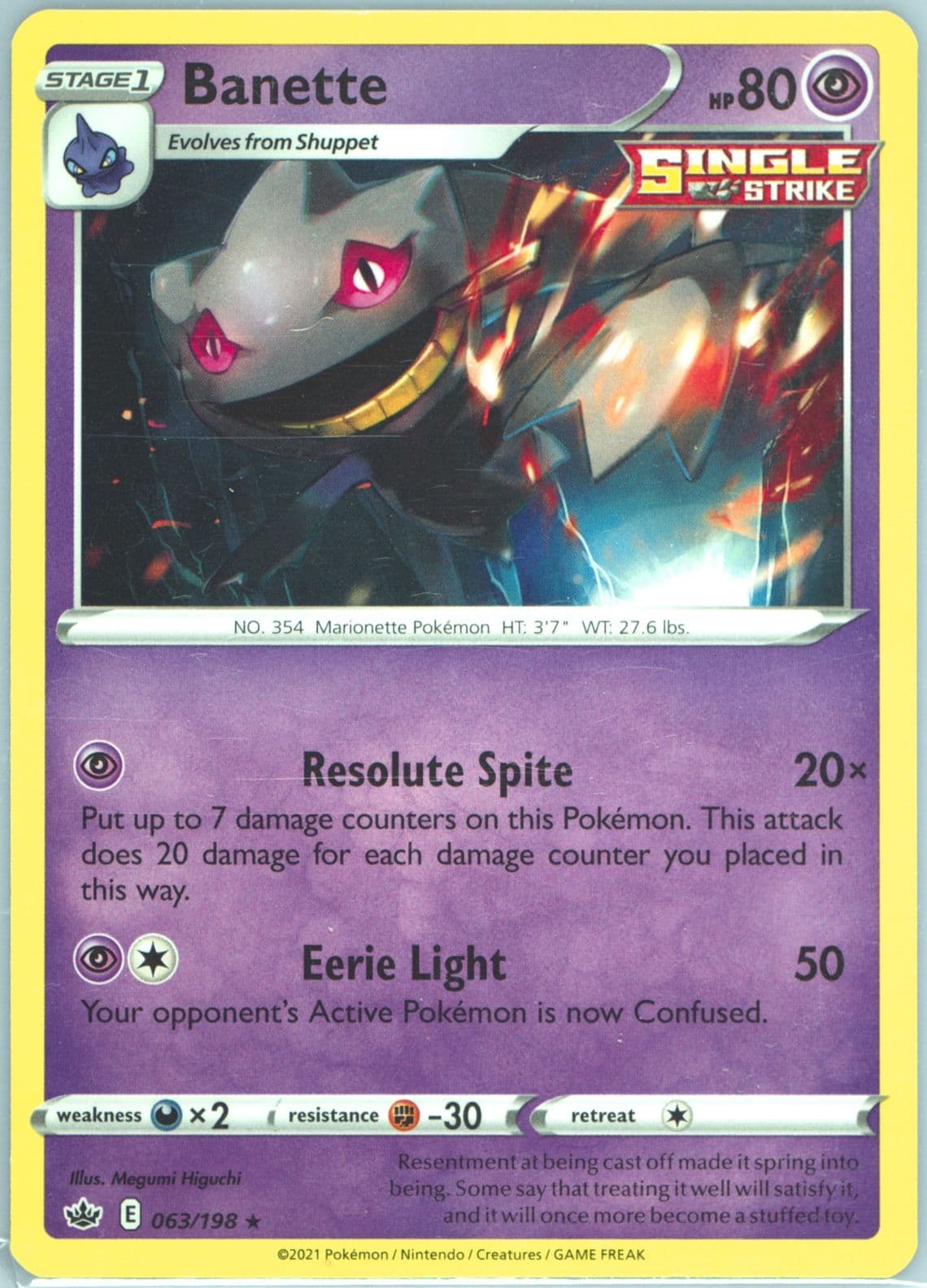 Banette (063) 2021 Pokemon Sword & Shield Chilling Reign