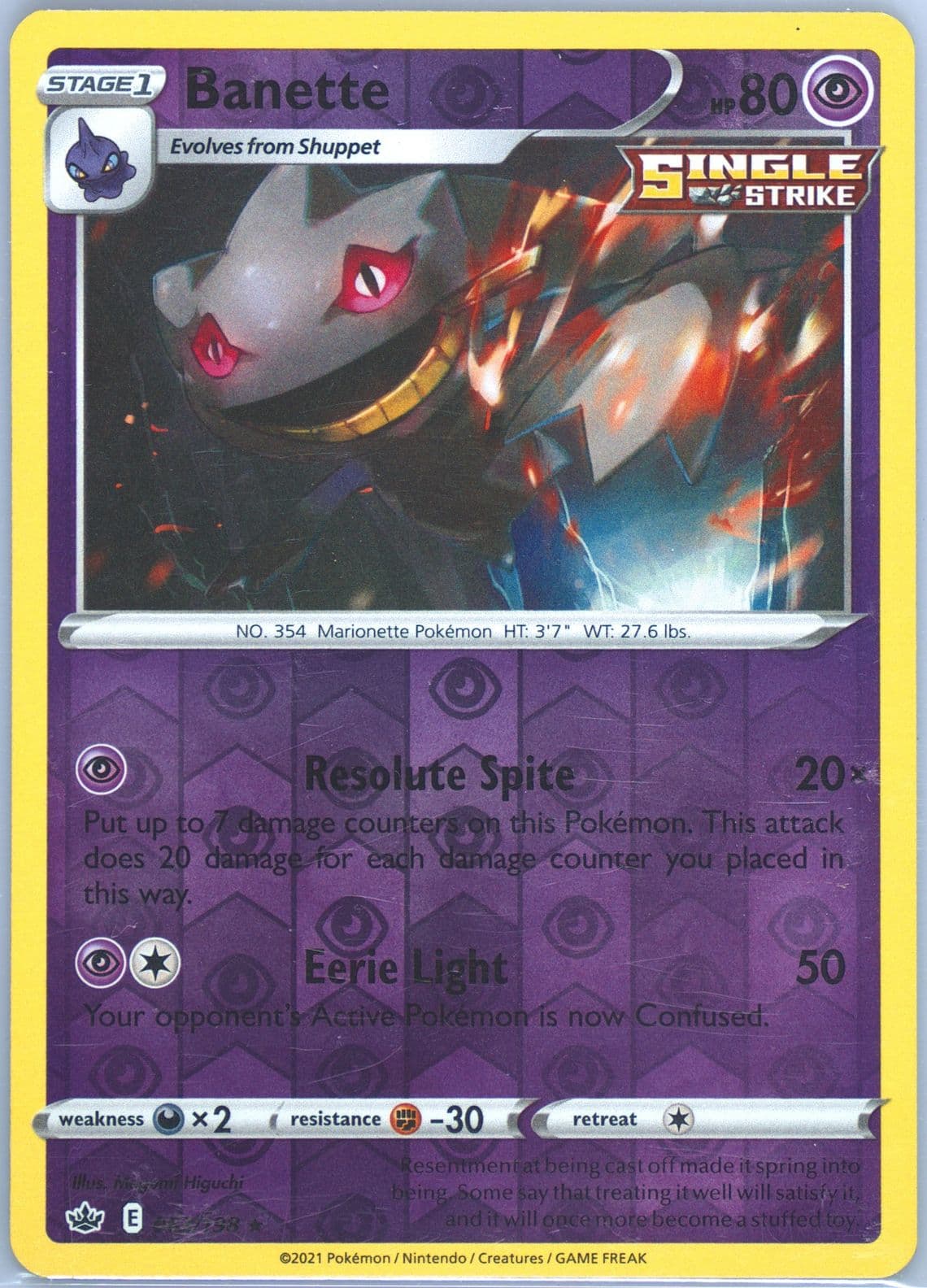 Banette-Reverse Foil (063) 2021 Pokemon Sword & Shield Chilling Reign